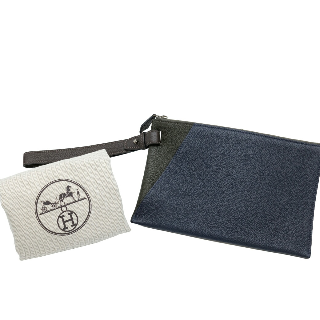 【お割り引き】【美品】HERMES エルメス 河馬 ヴェルティージュ 24 クラッチペダル御徒面子 2塁手御徒面子 トゴ なめし革 米国海軍 カーキ 赤銅色 ♯Y