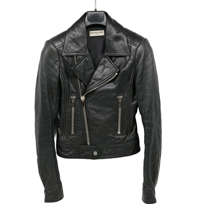 BALENCIAGAブラックレザーライダースジャケット size 34 BALENCIAGA - BALENCIAGA ラムレザー ライダース の通販 by CYCLE