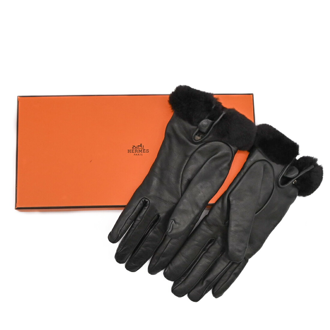 【お差し引き】【美品】HERMES エルメス ケリー 地球儀 子ヒツジなめし革 カシミール ミンクのコート毛革 黒 黒いこと ♯7 メンズ レディース