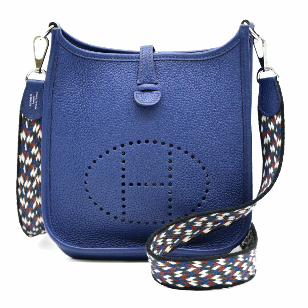 【お割り引き】【美品】HERMES エルメス エブリン エヴリン TPM 16 ショルダーバッグ なめし革 トリヨンモーリス ブルーサフィール ♯D 青 レディース
