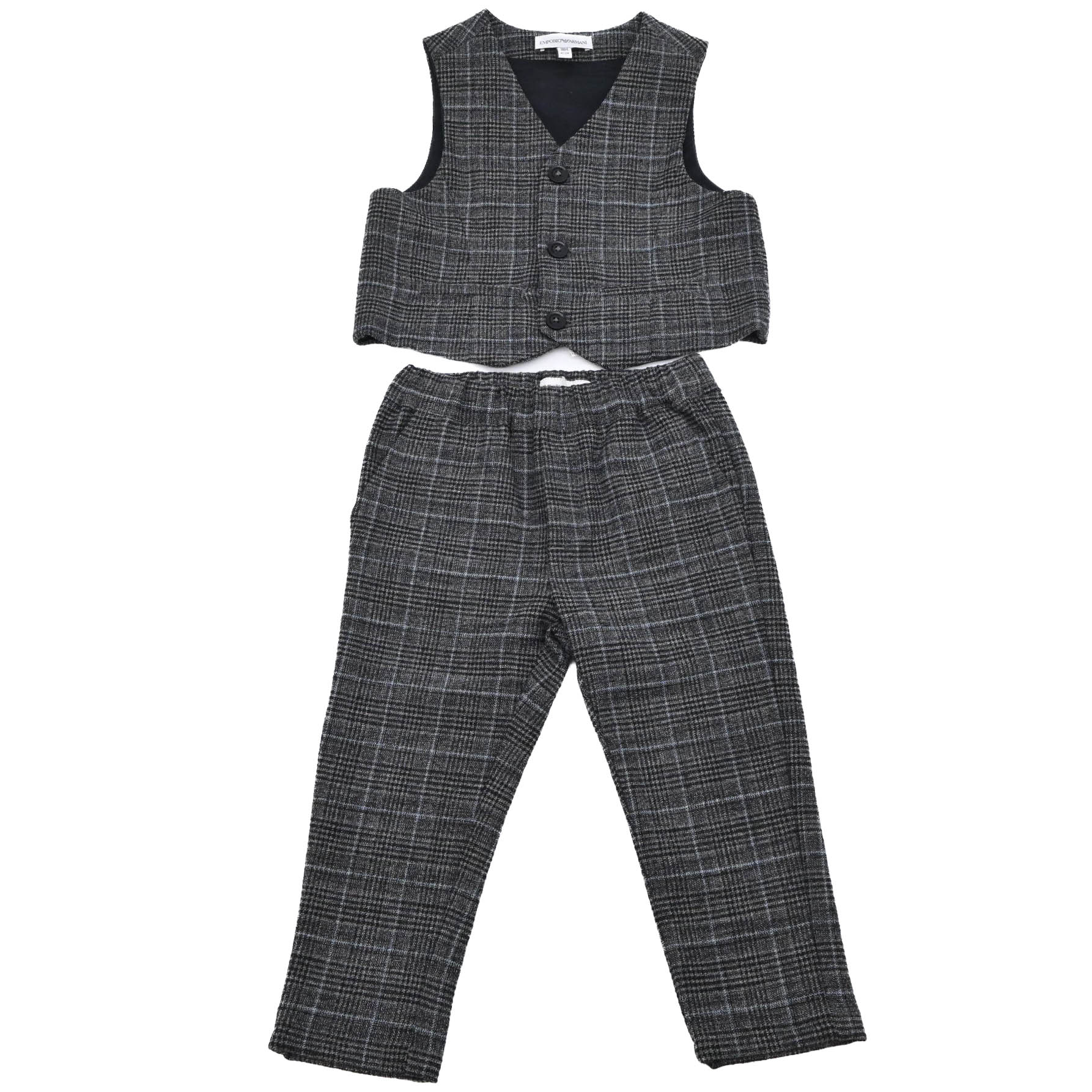 【お割り引き】【美品】EMPORIO ARMANI エン急性灰白髄炎 アルマーニ ちびっ子用 キッズ 8珊 セットアップ より良い ズボン フォーマル 薄墨色 照合のしるし柄 #18M