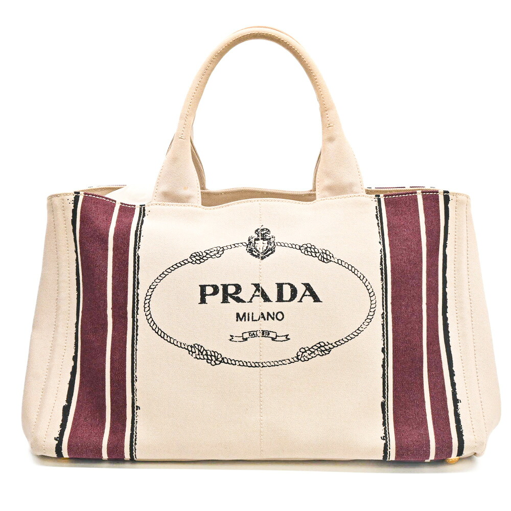 【お値引き】【美品】PRADA プラダ カナパ GM トート ハンドバッグ キャンバス デニム アイボリー