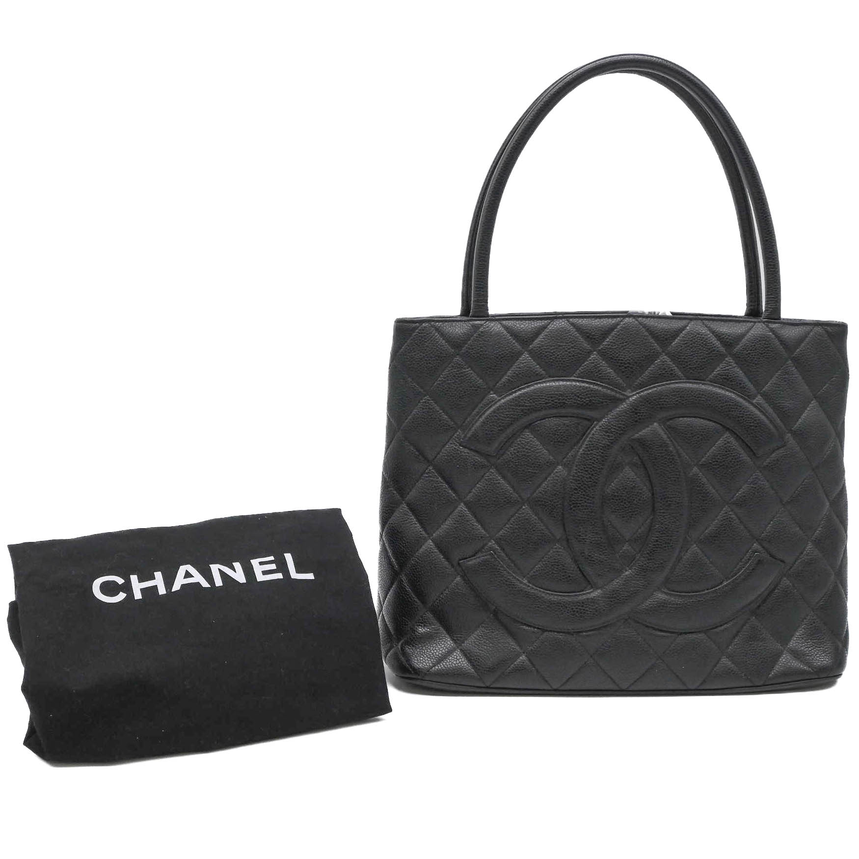 【お差し引き】CHANEL シャネル キャビア人はだ 刷り直す トート ハンドバック 黒いこと 黒 ココマーク ゴールド金具