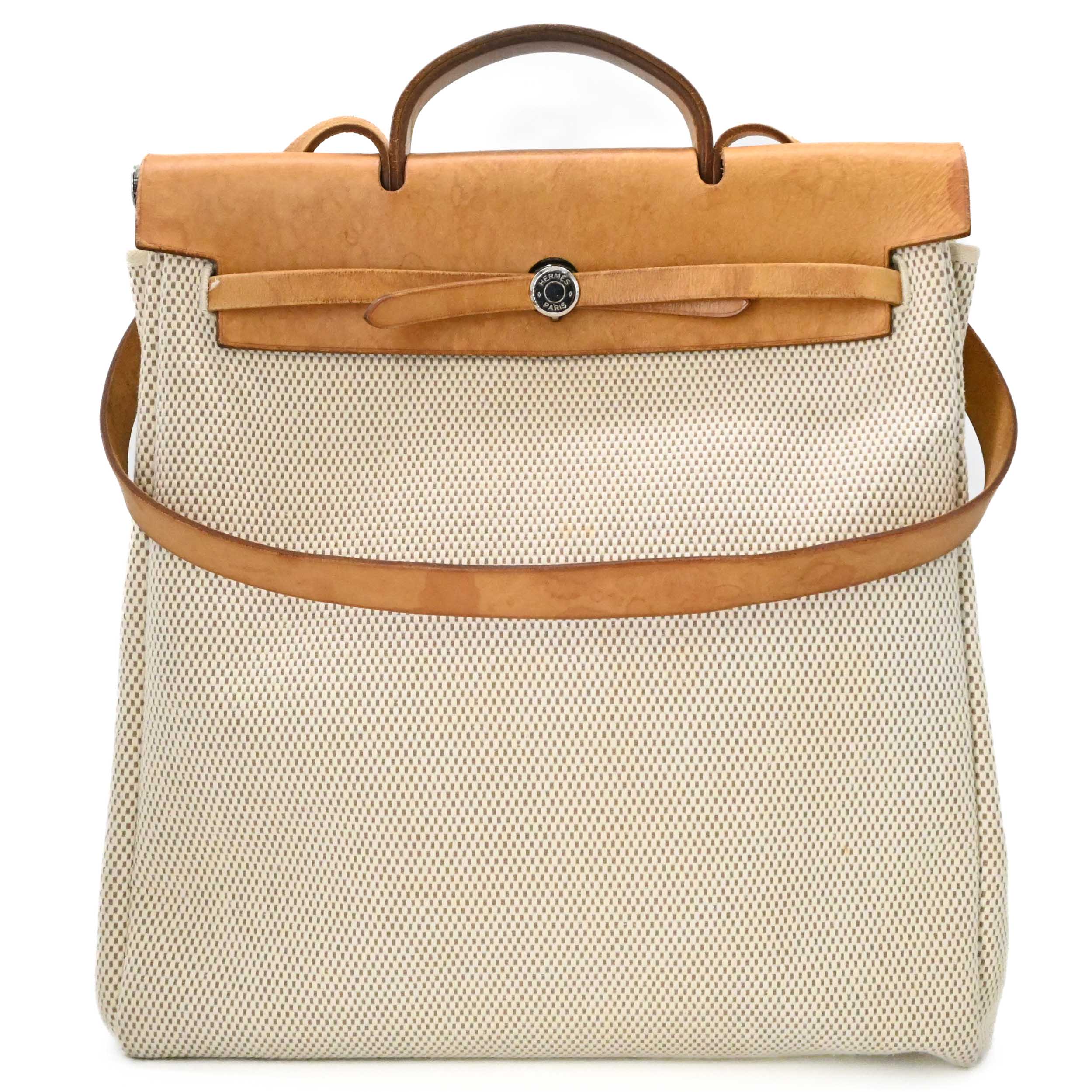 【お割り引き】HERMES エルメス 叫びごえ御徒面子 MM 肩部 ハンドバック 2WAY トワルGM 帆布 なめし革 赤銅色 ベージュ 男女兼用 #□G カデナ鍵付き添い人