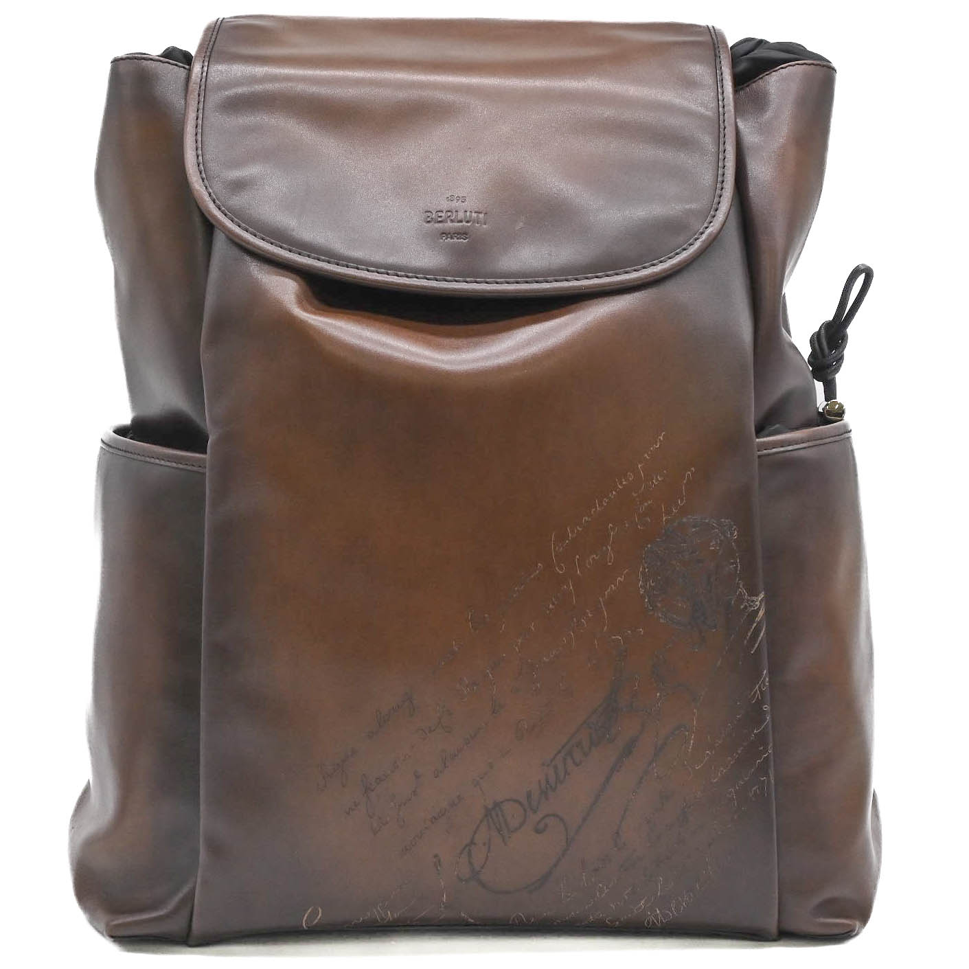 【お値引き】【美品】Berluti ベルルッティ Horizon ホライゾン スクリット デイアウト カリグラフィ レザー バックパック リュックサック ブラウン 茶