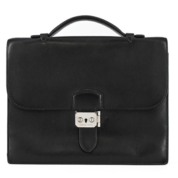 【お割り引き】HERMES エルメス サックアデペッシュ 27 商行為御徒面子 ブリーフ入れもの シェーブル 黒 黒いこと #□L クロシェット欠品