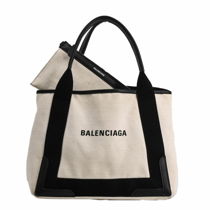 【お値引き】BALENCIAGA バレンシアガ ネイビーカバス S トートバッグ レザー キャンバス レディース ホワイト アイボリー 339933｜ブランド買取販売SRC