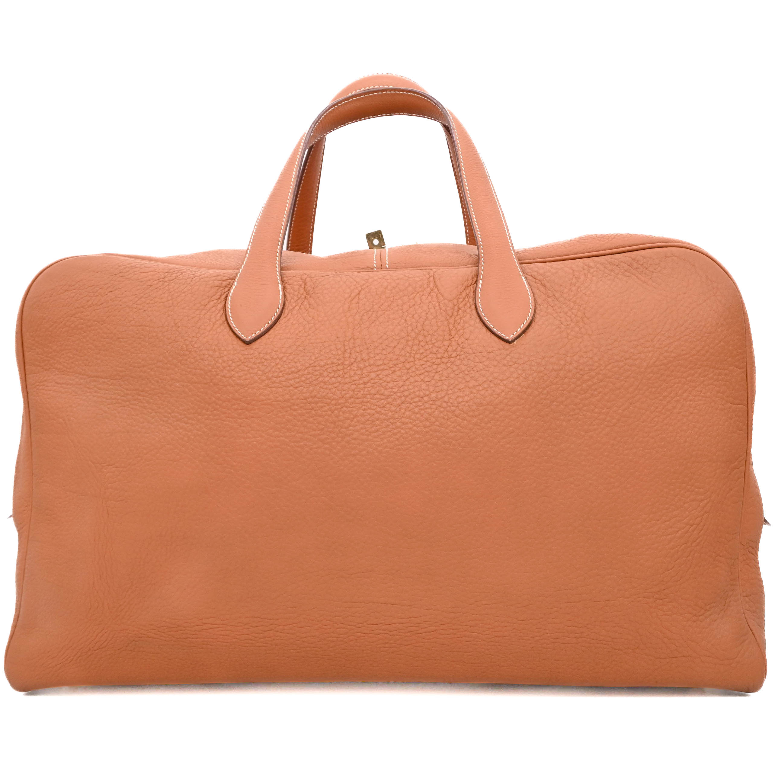 【お割り引き】【美品】HERMES エルメス ヴィクトリア50 ボストンバッグ 周遊御徒面子 旅する鞄 メンズ レディース トリヨンクレマンス ゴールド 赤銅色 #□E