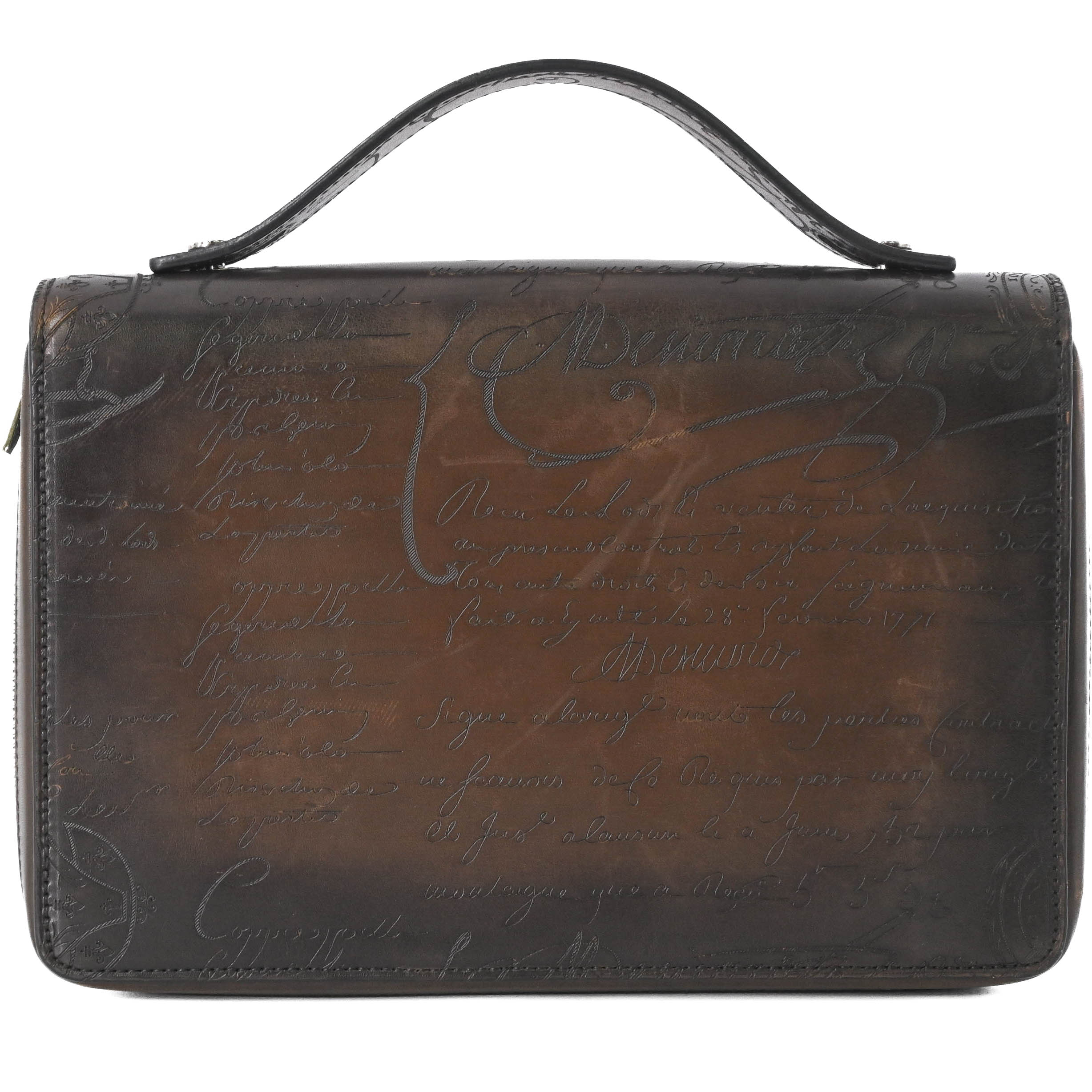 【お割り引き】【美品】Berluti ベルルッティ イタウバ 広広とした トバコ カリグラフィ ラウンドチャック ウォレット 長札入れ スクリットレザー 赤銅色 メンズ