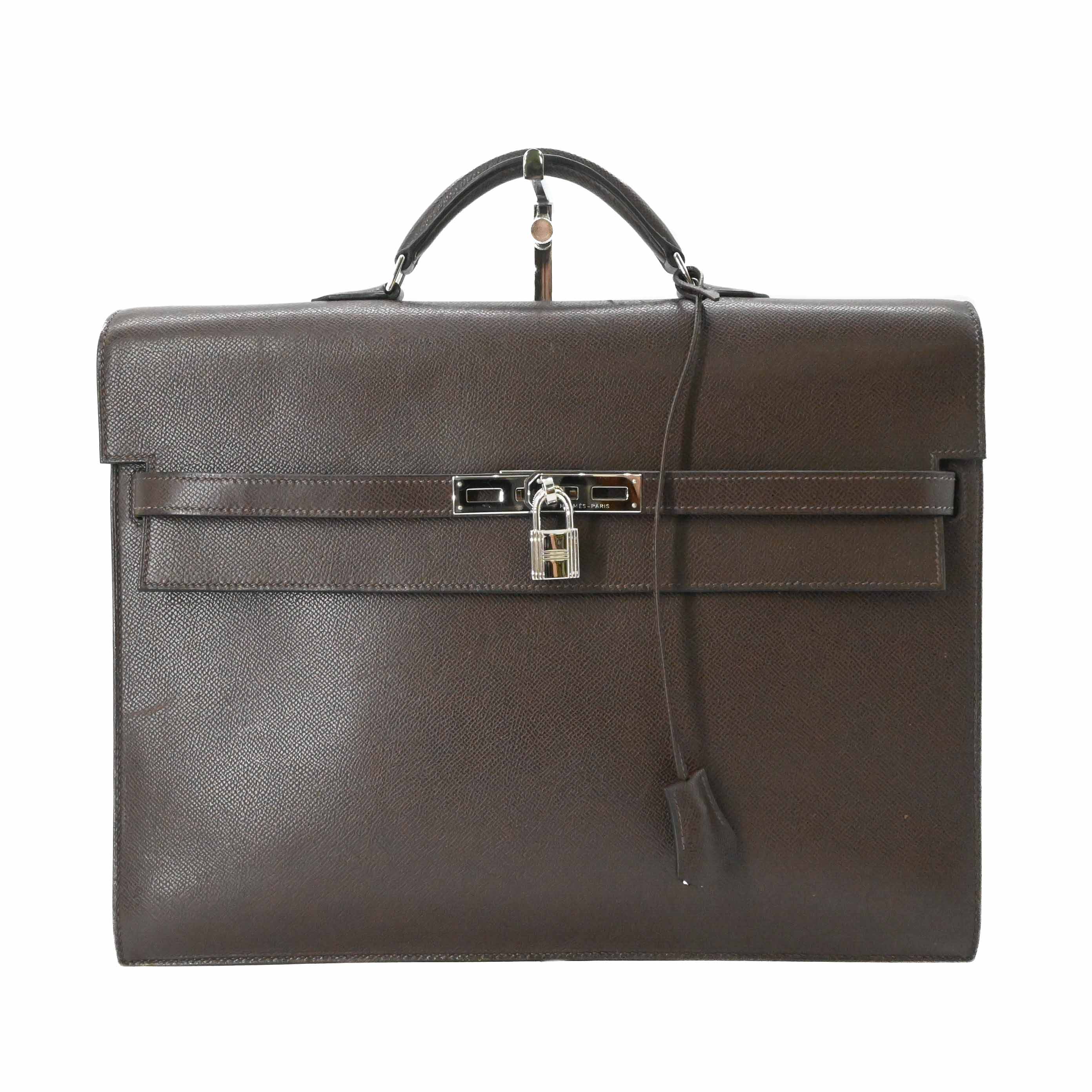 【美品】HERMES エルメス ケリーデペッシュ 38 書きもの鞄 商行為御徒面子 ブリーフ入れもの 黒茶 うす暗い赤銅色 茶 ヴォーエプソン なめし革 #□K
