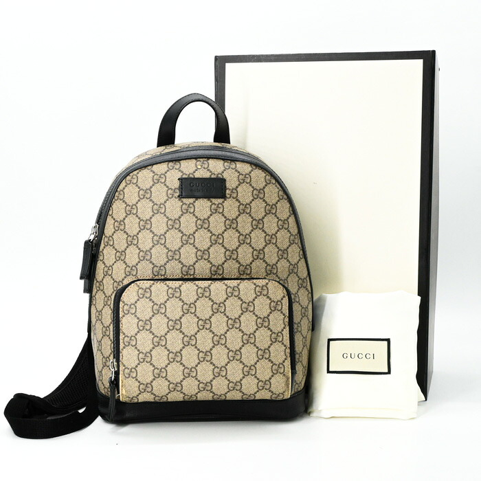 【美品】GUCCI グッチ GGスプリーム 背嚢 うしろ側風呂敷き包み デイパック PVC 帆布 なめし革 429020