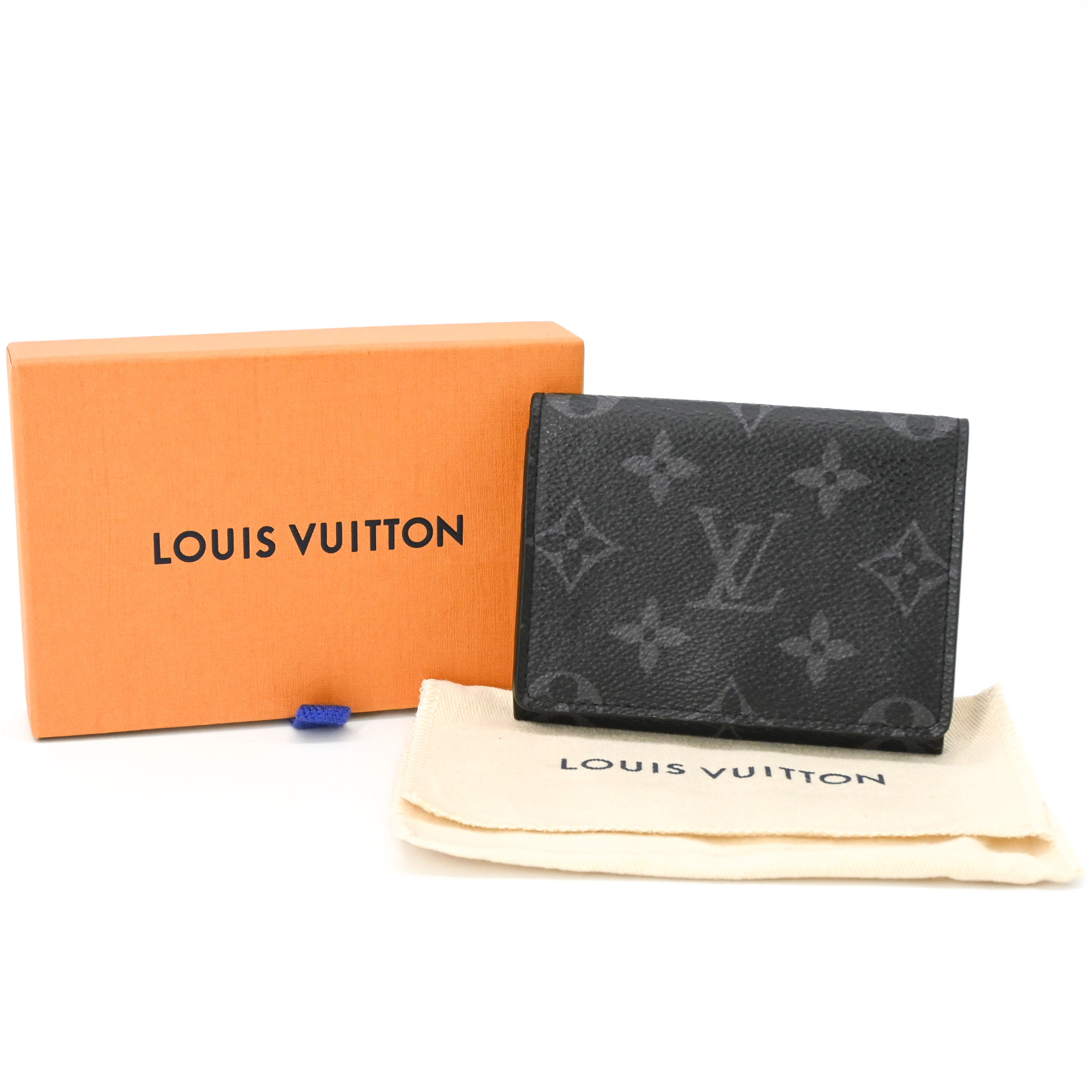 【美品】LOUIS VUITTON ルイヴィトン カードケース アンヴェロップ カルト ドゥ ヴィジット モノグラム エクリプス 名刺入れ 黒 ブラック M12874 ICチップ