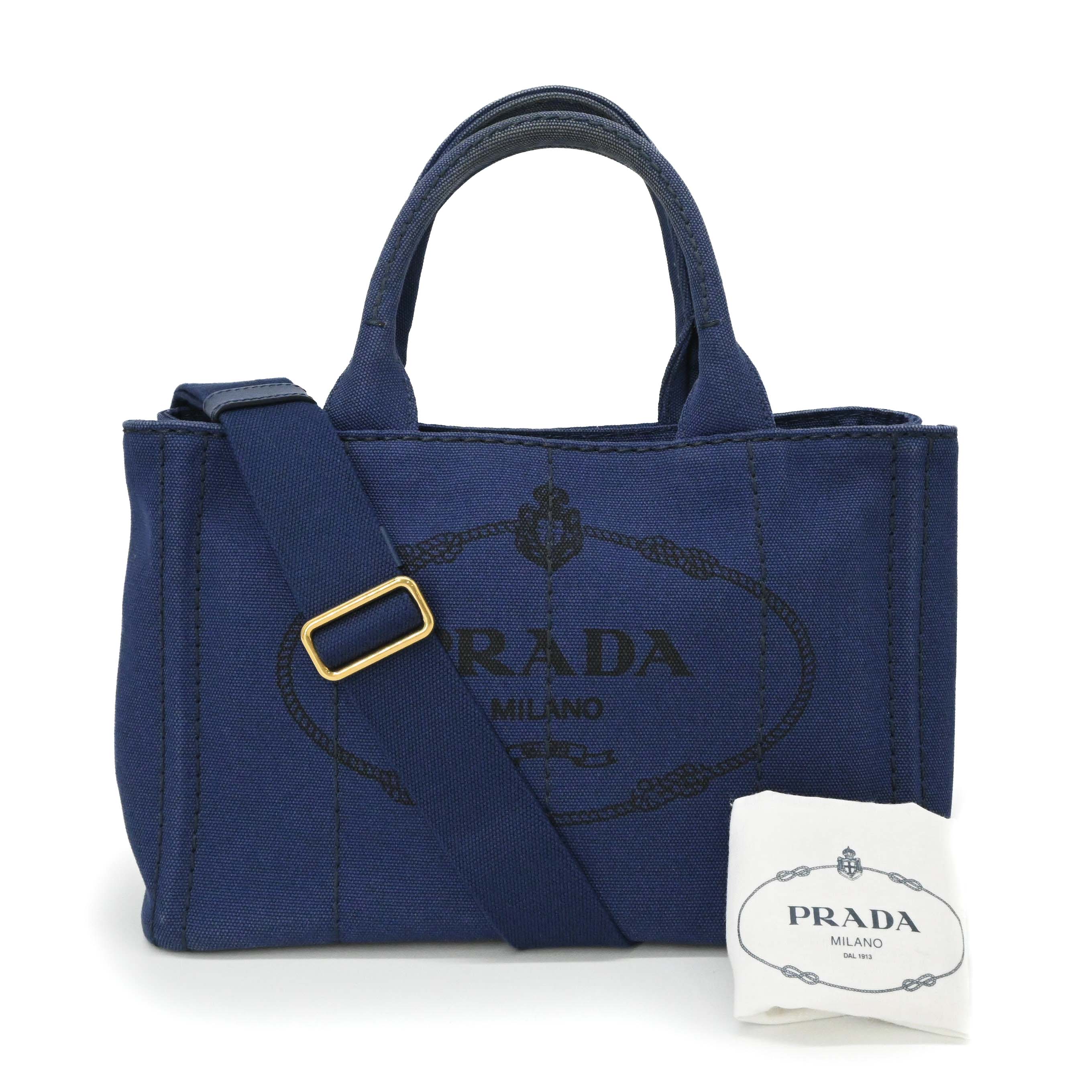 PRADA プラダ カナパ トート 肩肉 2WAY ハンドバック 帆布 青碧 青 レディース 1BG439