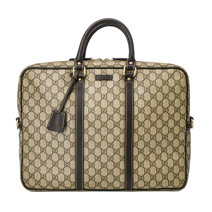 GUCCI グッチ GGスプリーム 商行為御徒面子 書きもの鞄 メンズ なめし革 ベージュ 赤銅色 201480