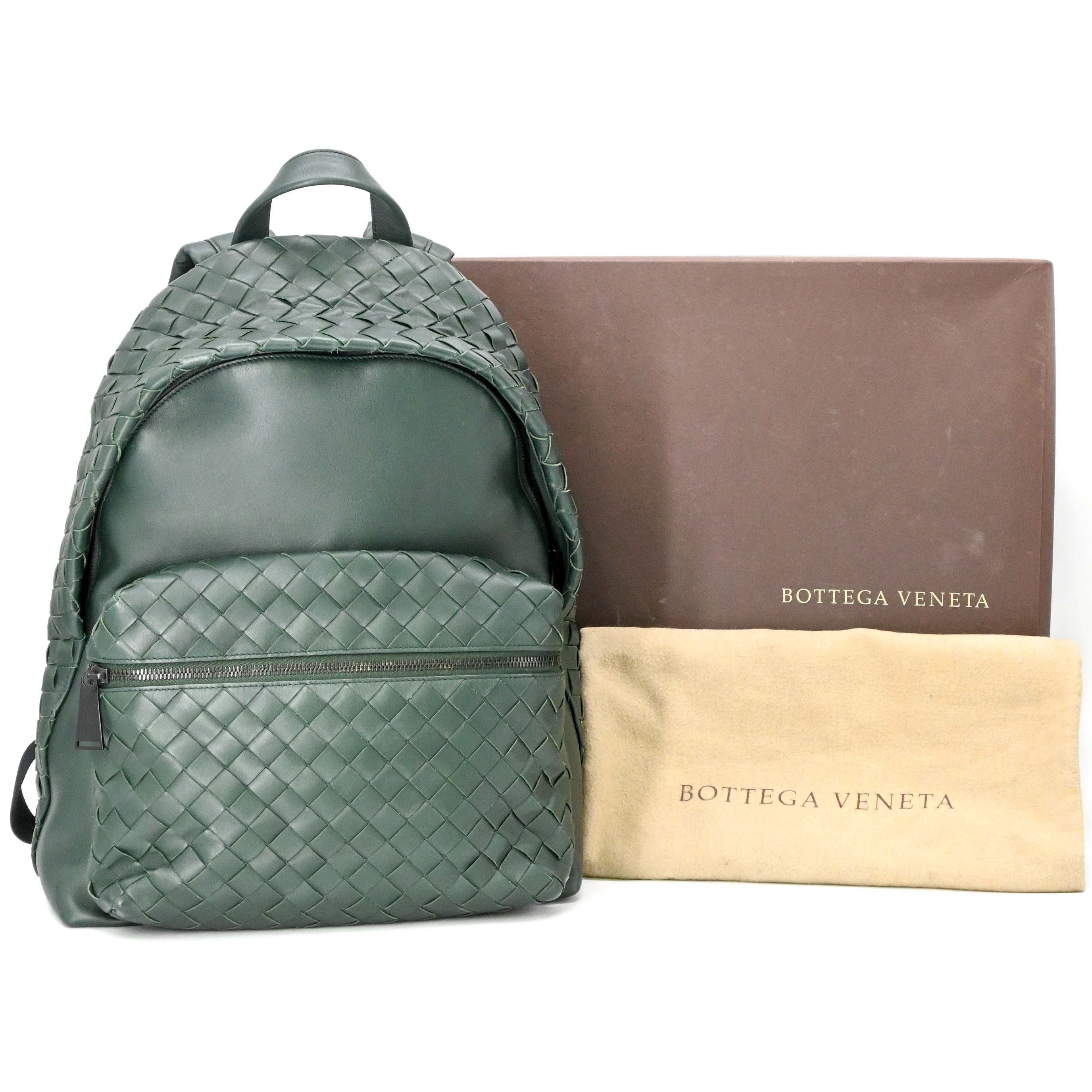 【未当てはめる品】BOTTEGA VENETA ボッテガ ヴェネタ イントレチャート うしろ側容器に並べる 背嚢 緑であること 緑