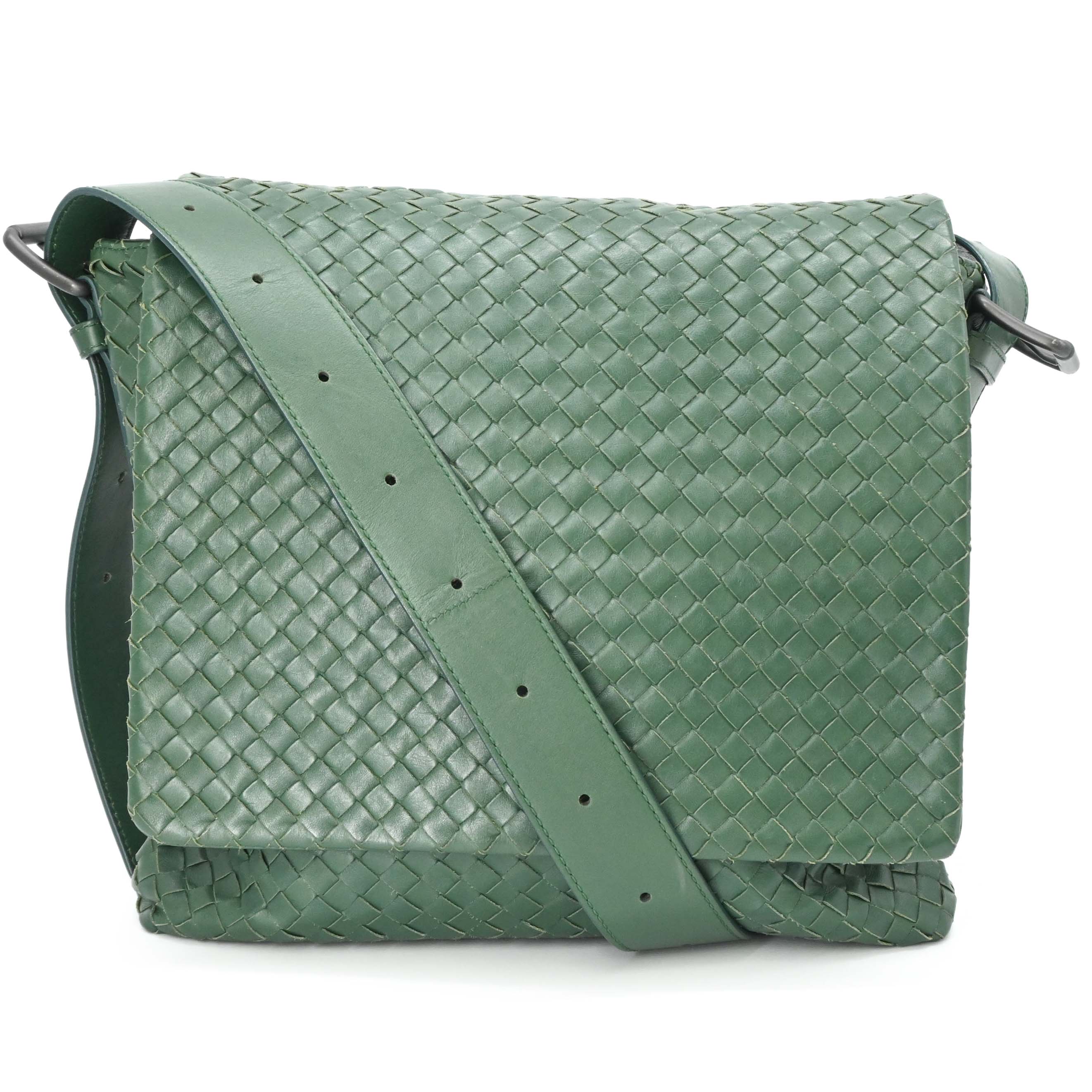 【美品】BOTTEGA VENETA ボッテガ ヴェネタ 伝達人 イントレチャート 差し交わす上半身 ショルダーバッグ 緑であること 緑 163971