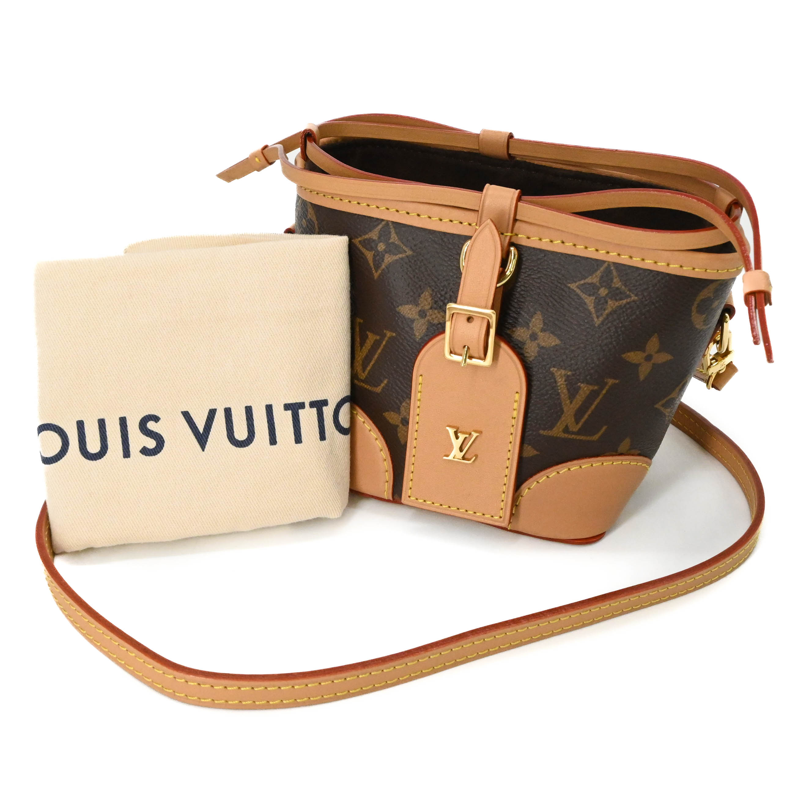 【美品】LOUIS VUITTON ルイヴィトン ノエ 銭入れ モノグラム 帆布 なめし革 肩部 赤銅色 茶 M57099