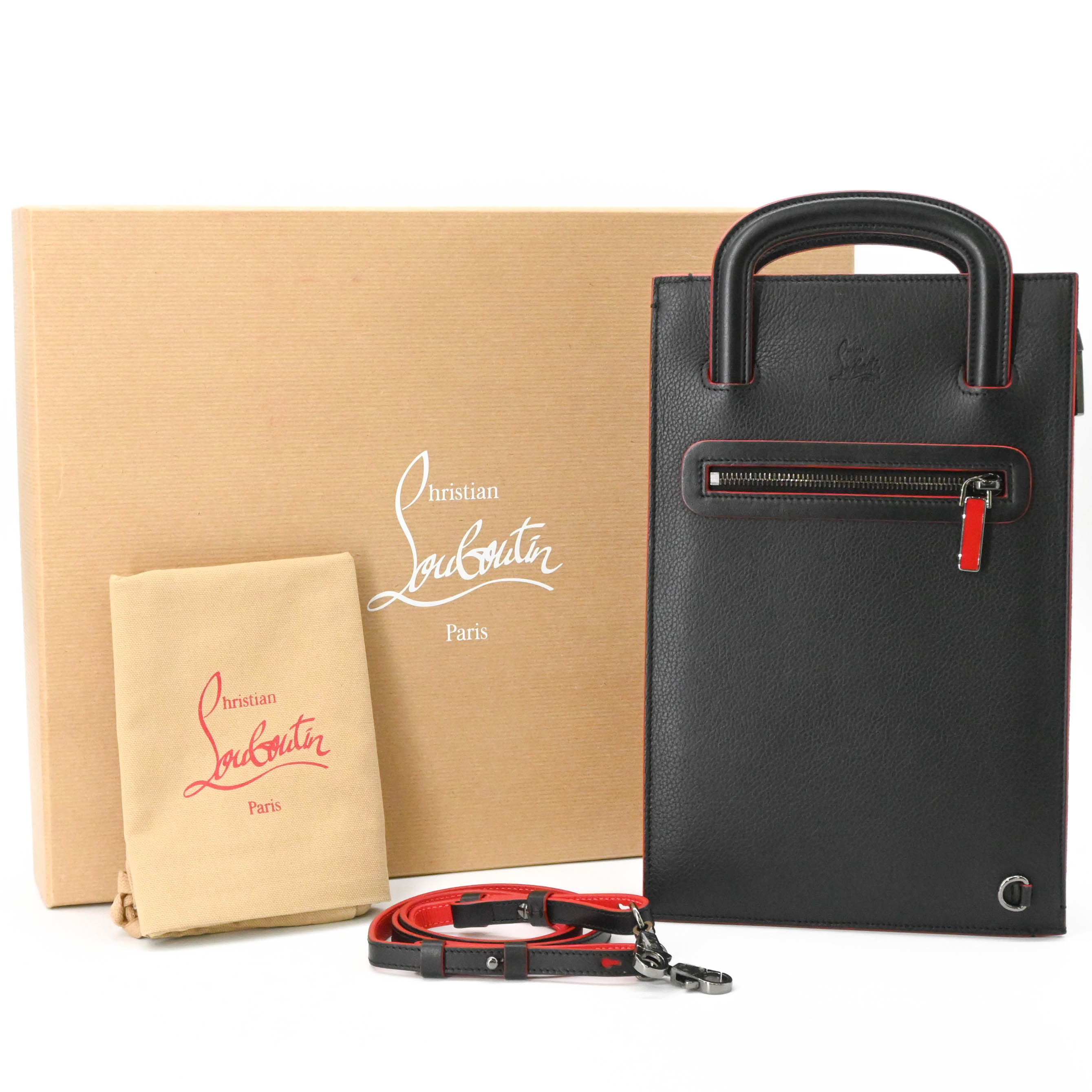 【美品】Christian Loubouti クリスチャンルブタン 悪だくみ貨物自動車 スモール ハンドバック ショルダーバッグ クラッチペダル御徒面子 3WAY 1165005