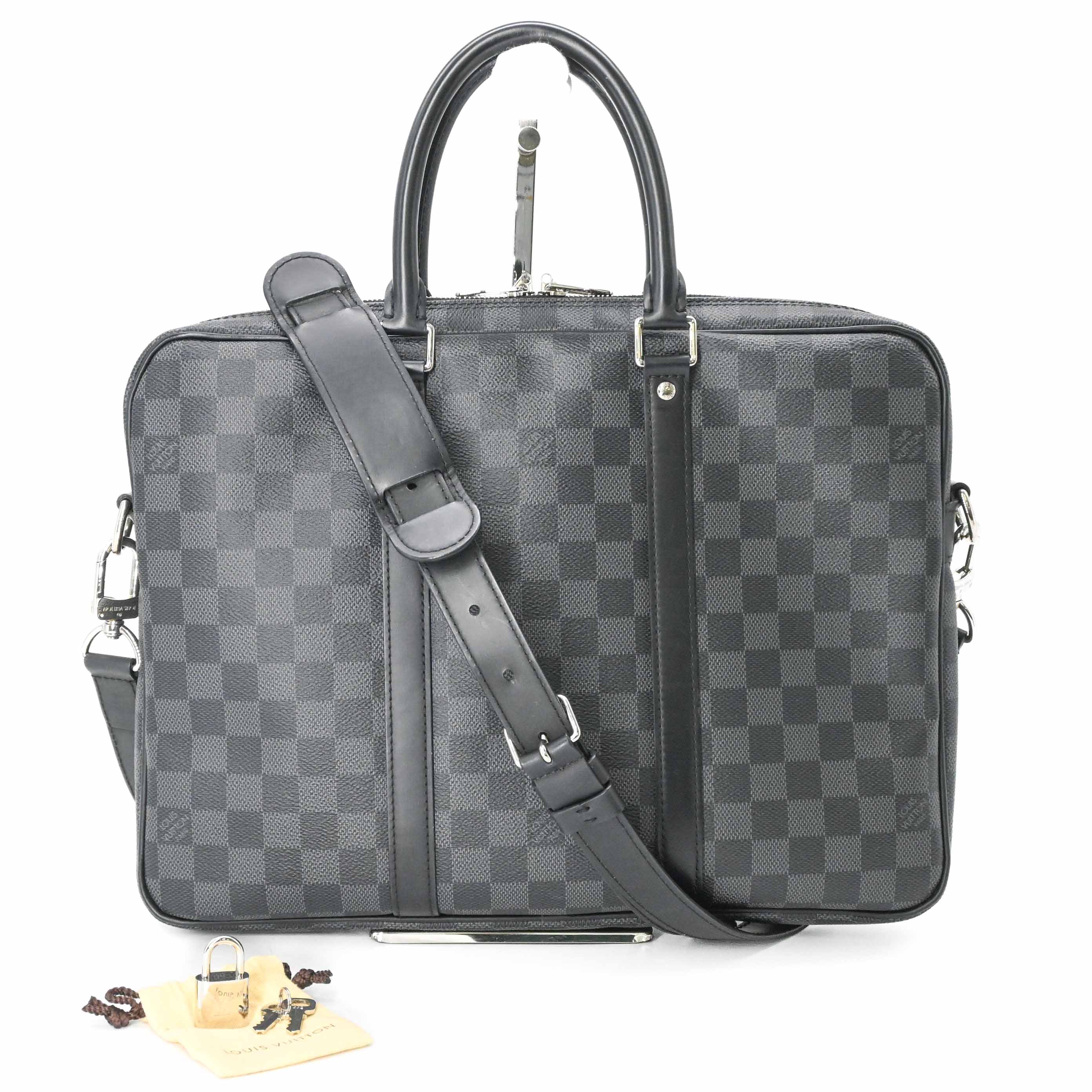 【美品】LOUIS VUITTON ルイヴィトン ダミエ グラフィット ポルトドキュマン・ヴォワヤージュ PM 2WAY 商行為御徒面子 ブリーフ入れもの 肩部 N41478