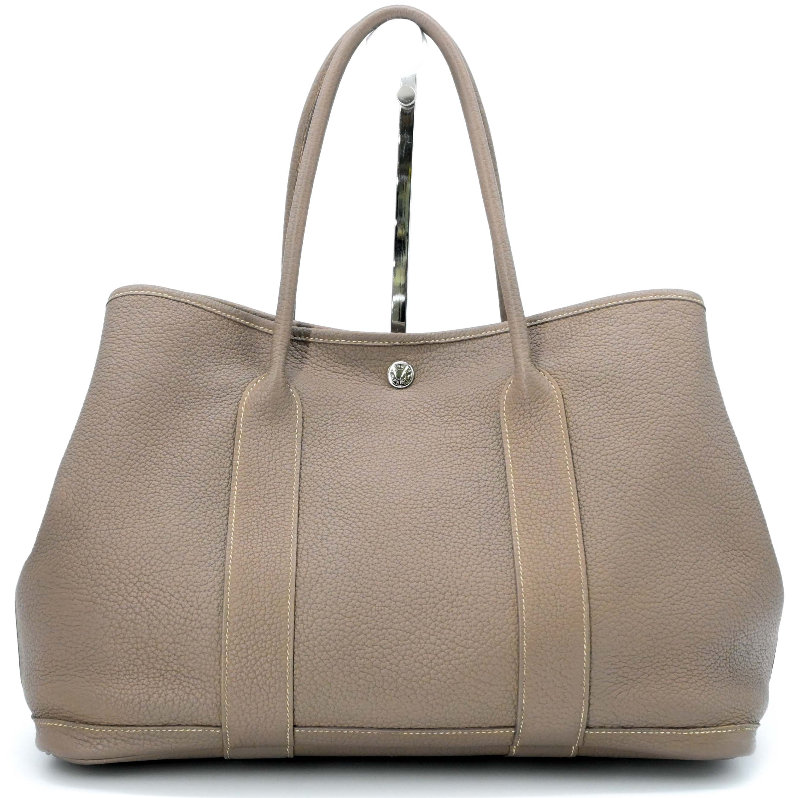 【美品】HERMES エルメス ガーデンパーティーPM ネゴンダ エトゥープ グレージュ トートバッグ シルバー金具 レディース □P刻印