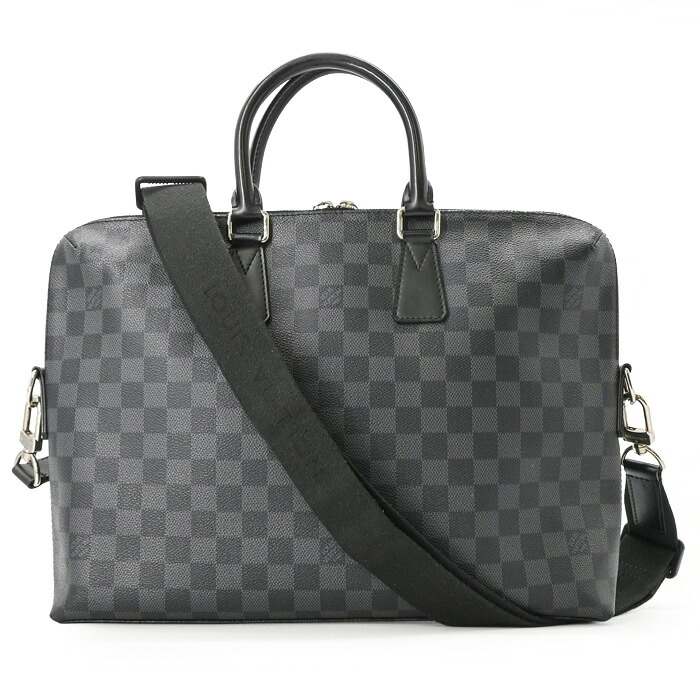 【美品】LOUIS VUITTON ルイ ヴィトン ダミエ・グラフィット PDJ ブリーフ容れもの 袋 商行為御徒面子 メンズ 黒いこと N48224 ストラップ付