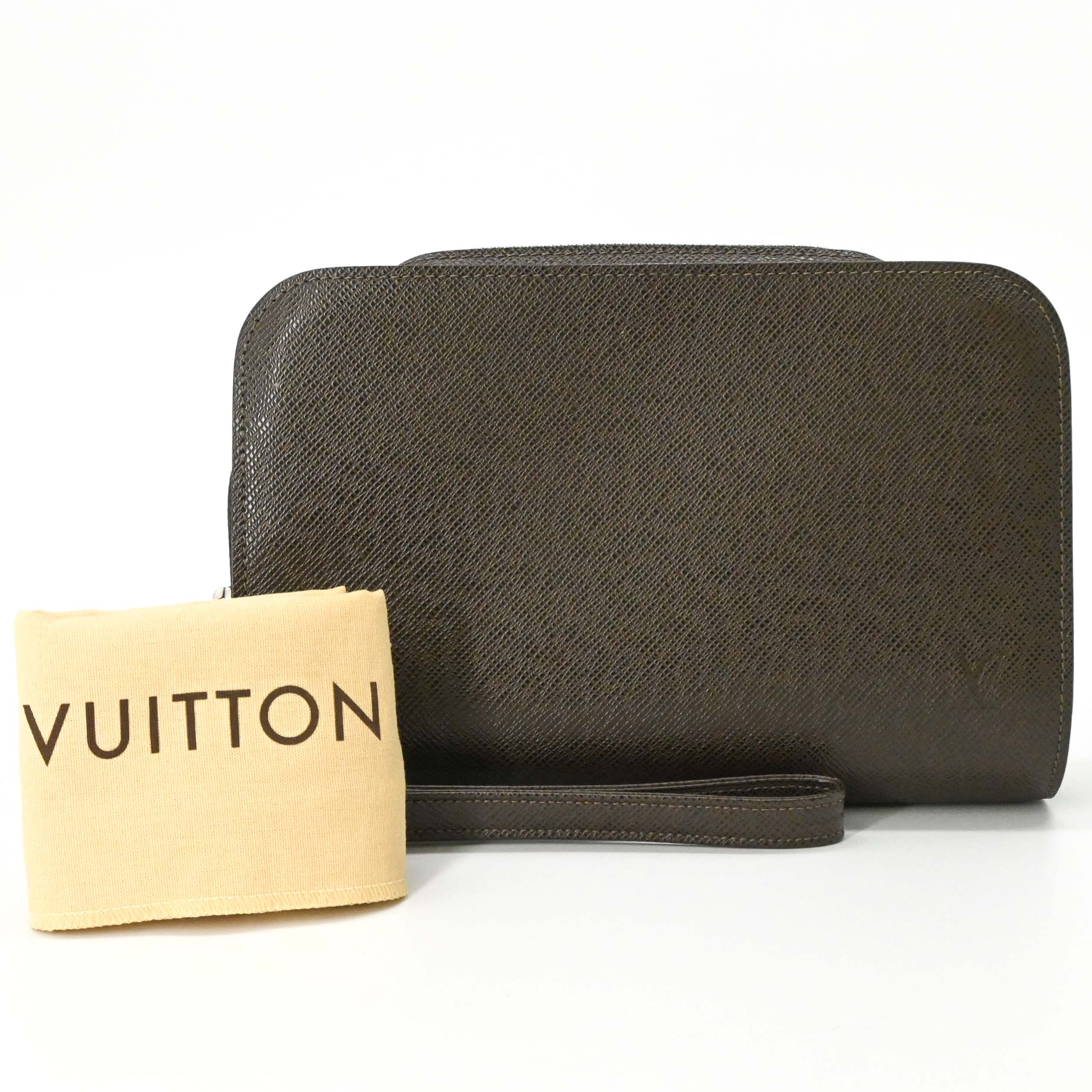 【未当て嵌める品】LOUIS VUITTON ヴィトン 引き分けガ バイカル 2塁手御徒面子 クラッチペダル御徒面子 補欠選手御徒面子 なめし革 うす暗い赤銅色 こげ茶 M30188 ベータなし