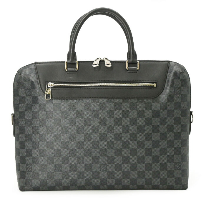 【美品】LOUIS VUITTON ヴィトン ダミエグラフィット ポルトドキュマン ワット秒 NM PDJ 商行為御徒面子 ブリーフ容れもの 書きもの鞄 黒いこと N48260 同盟罷業さあ美欠品