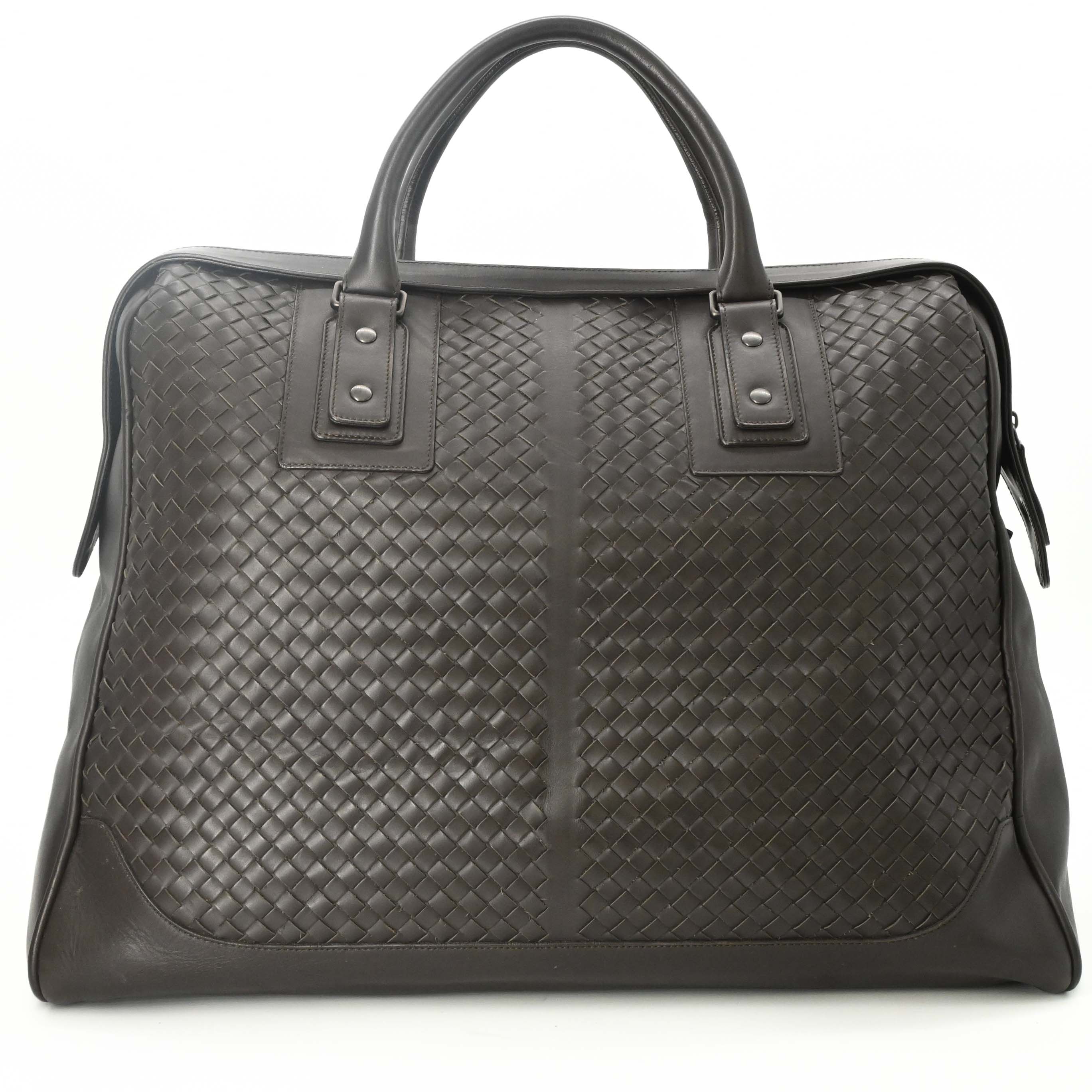 【美品】BOTTEGA VENETA ボッテガヴェネタ イントレチャート ボストンバッグ 50 旅する鞄 赤銅色 茶 154922