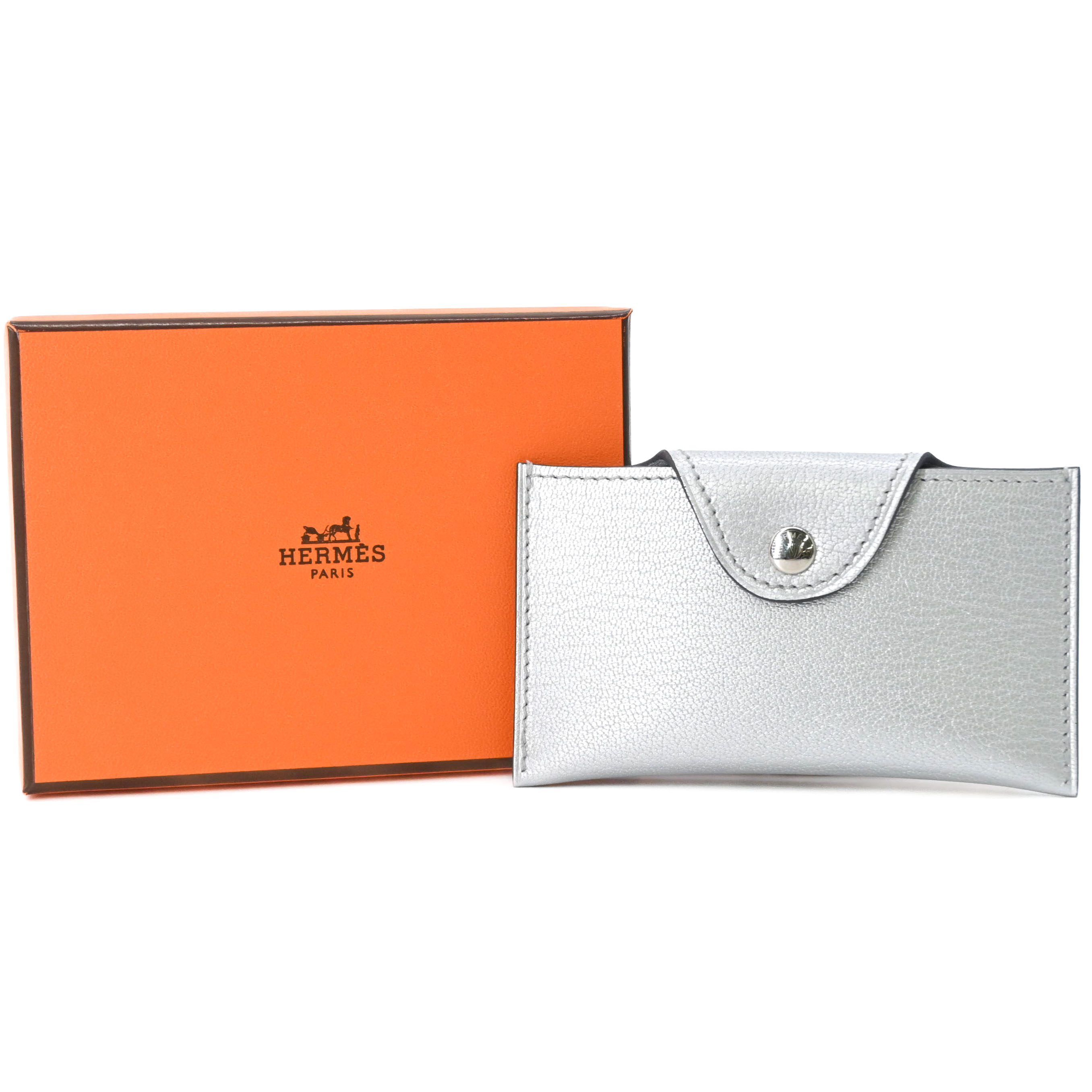 【未使用品】 HERMES エルメス イリアード カードケース コンパクト シェーブル シルバー ユニセックス K刻印｜ブランド買取販売SRC