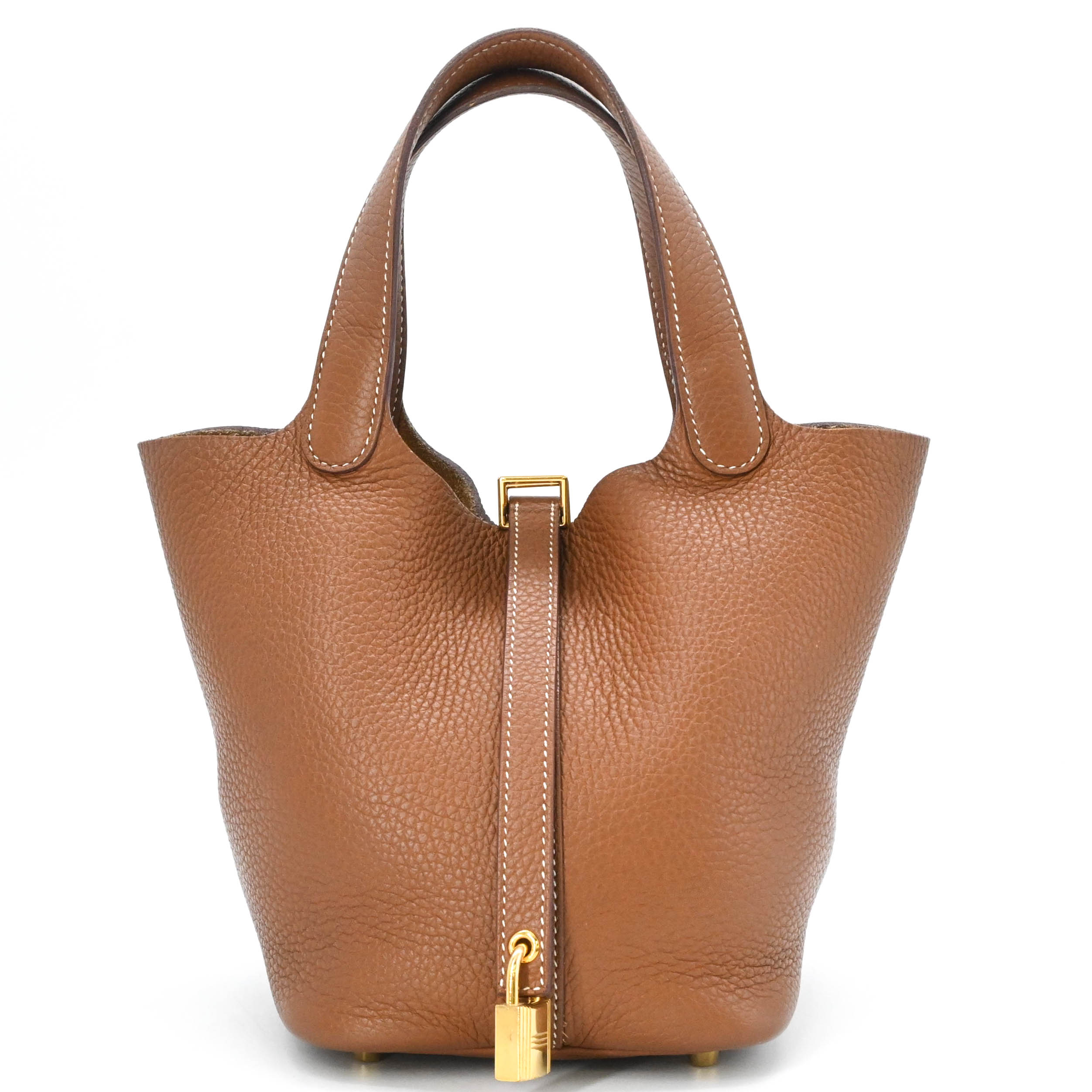 HERMES エルメス ピコタンロックPM ハンドバッグ レザー トリヨンクレマンス レディース ゴールド 茶 #U刻印｜ブランド買取販売SRC