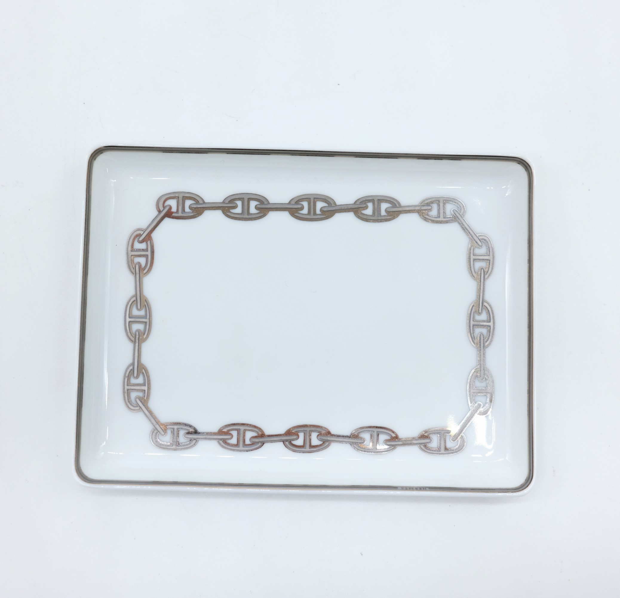 HERMES エルメス シェーヌダンクル スクエアプレート 小皿 HERMES - 【中古】エルメス シェーヌダンクル 小皿 スクエアの