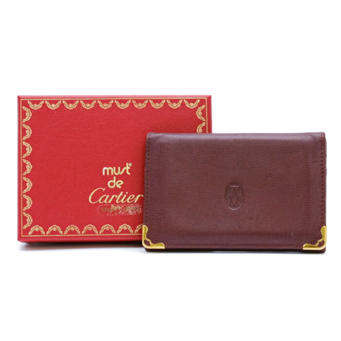 使用感なし　美品　カルティエ　マスト　2C　カードケース　 名刺入れ　ボルドー Cartier カルティエ マストライン 2C カードケース 名刺入れ
