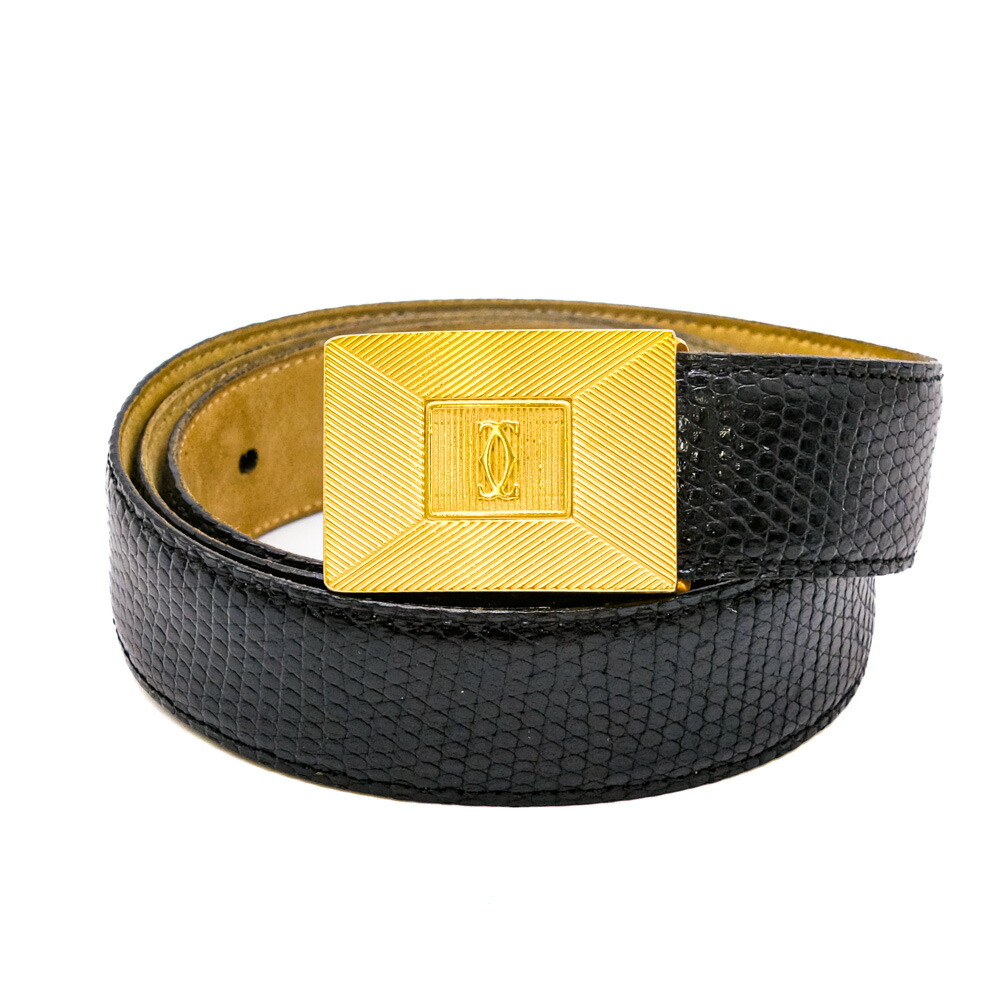 Cartier カルティエ　サントス　レディースベルト　ゴールド　シルバー　黒 CRL5000663 - サントス ドゥ カルティエ ベルト - ブラック