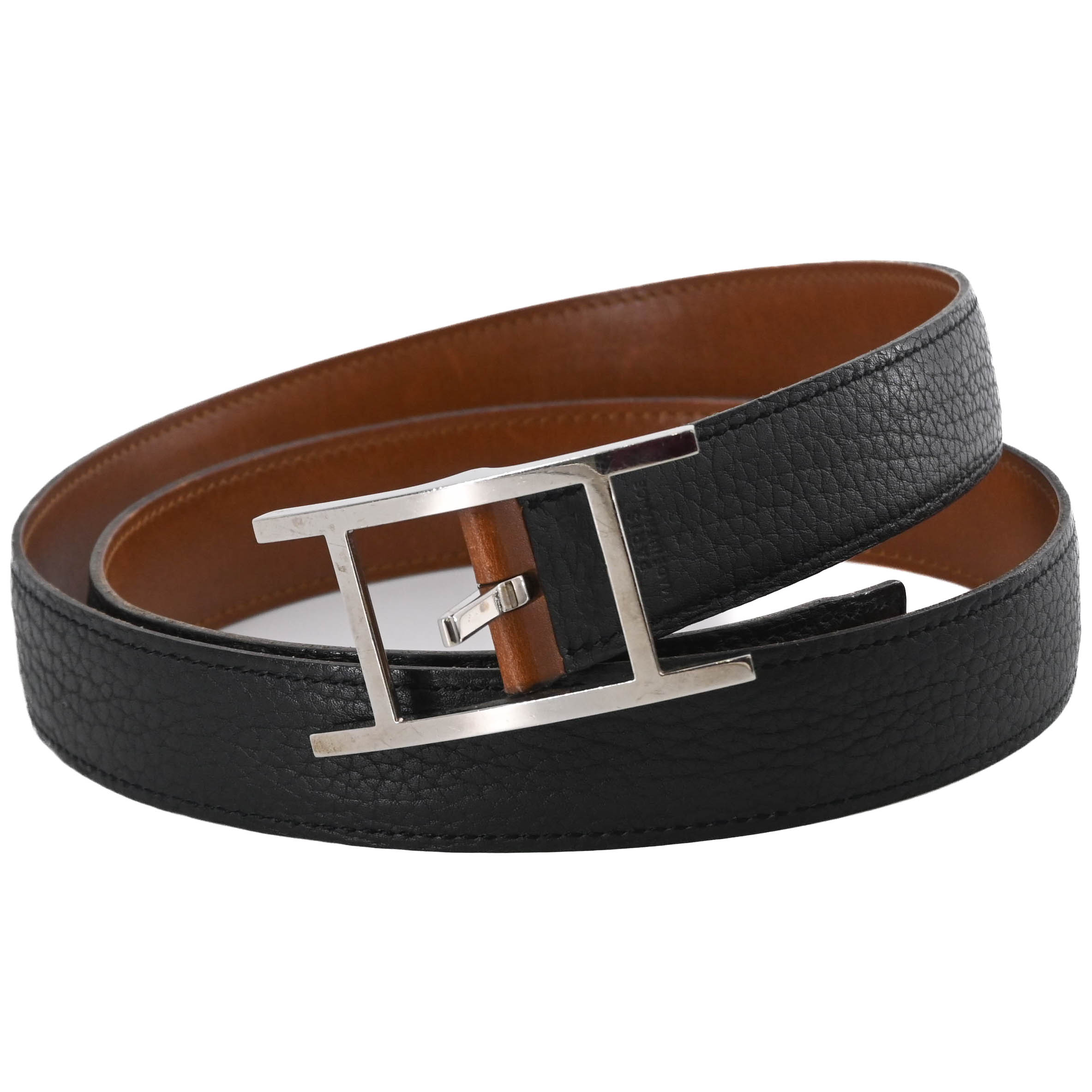 エルメスHERMES レザー ベルト ブラック/ブラウン 楽天市場】HERMES エルメス アピ3 ベルト リバーシブル ボックスカーフ