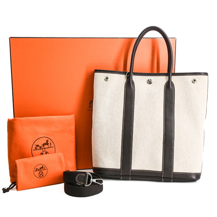 【美品】HERMES エルメス ガーデンファイル PM 2way ハンドバッグ トート ショルダーバッグ レザー マロン トワルアッシュ ♯H