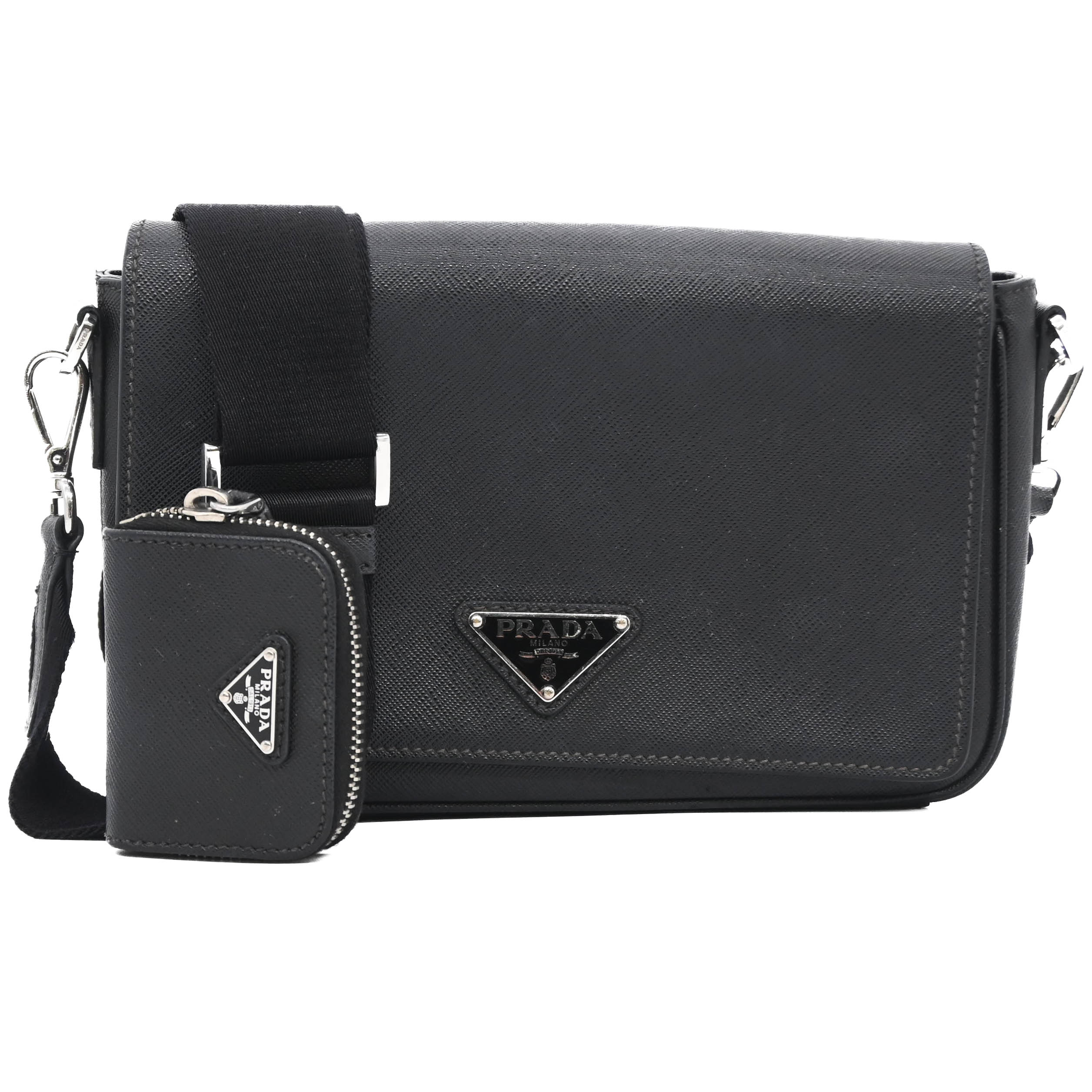 PRADA ブラックレザー ショルダーバッグ プラダ PRADA ショルダーバッグ 2VH078 ブラック レザー レディース