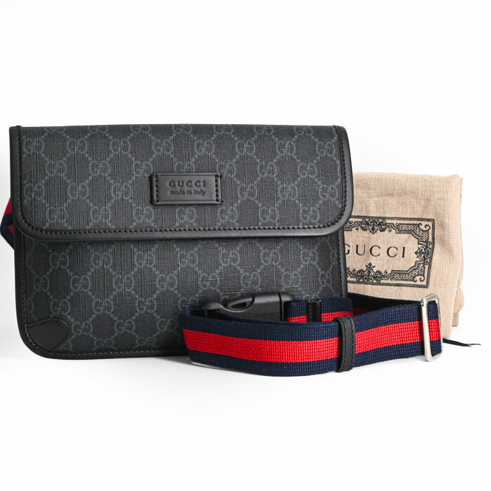 【お値引き】【未使用品】GUCCI グッチ GGスプリーム ベルトバッグ ボディバッグ ウエストバッグ キャンバス ブラック 598113