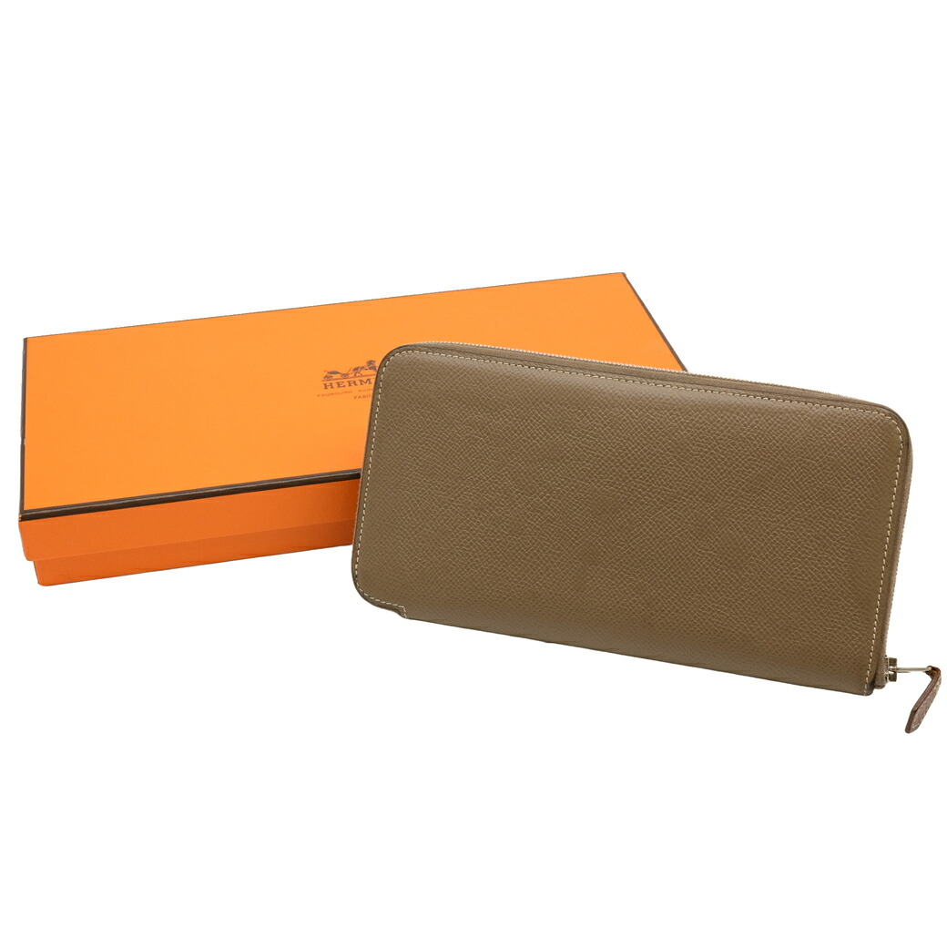 【お値引き】HERMES エルメス アザップロング シルクイン 長財布 ヴォーエプソン シルク エトゥープ グレージュ #X