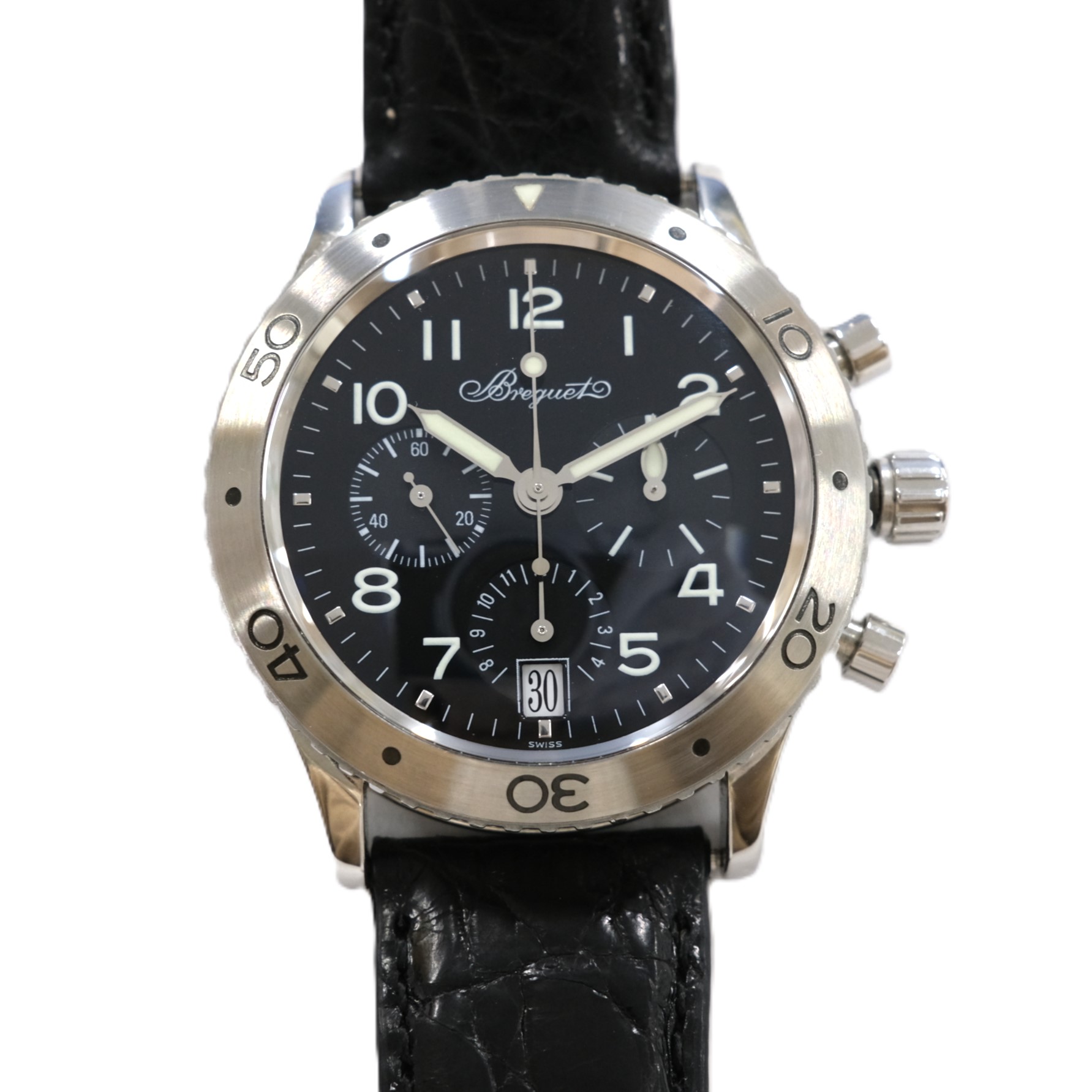 【お値引き】Breguet ブレゲ トランスアトランティック タイプXX クロノグラフ 腕時計 ブラック メンズ 自動巻き 3800