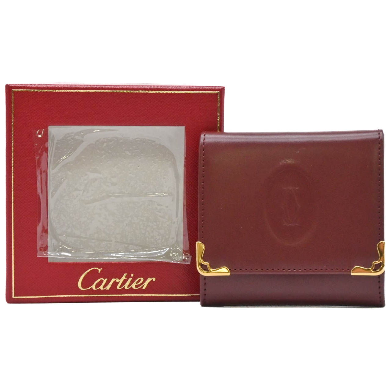 【未使用品】Cartier カルティエ レザー コンパクト ケース Cartier カルティエ 90sヴィンテージ マストライン コインンケース