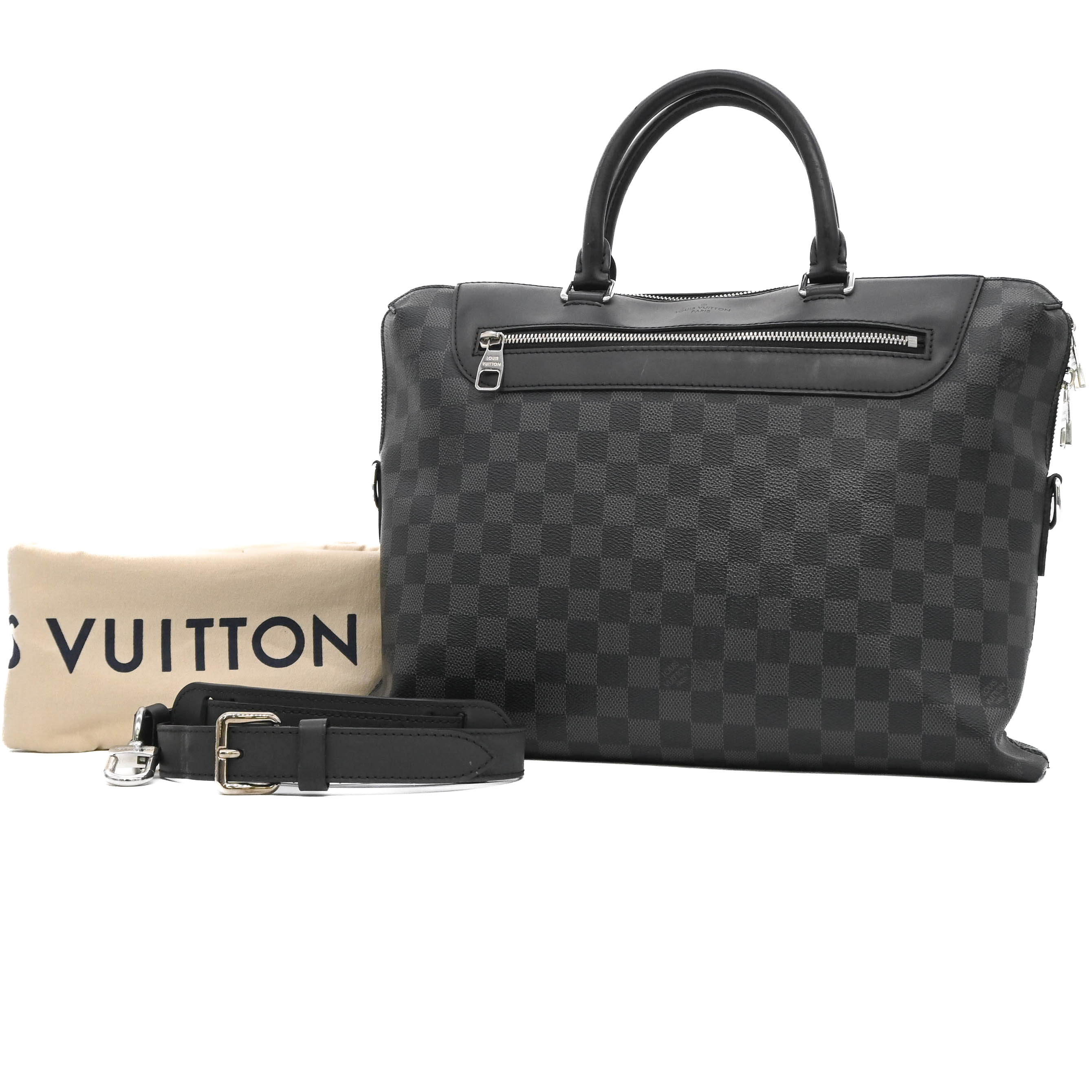 LOUIS VUITTON ヴィトン ダミエグラフィット ポルトドキュマンジュールNM PDJ  商行為御徒面子 書きもの鞄 ブリーフ容れもの 黒いこと N48260