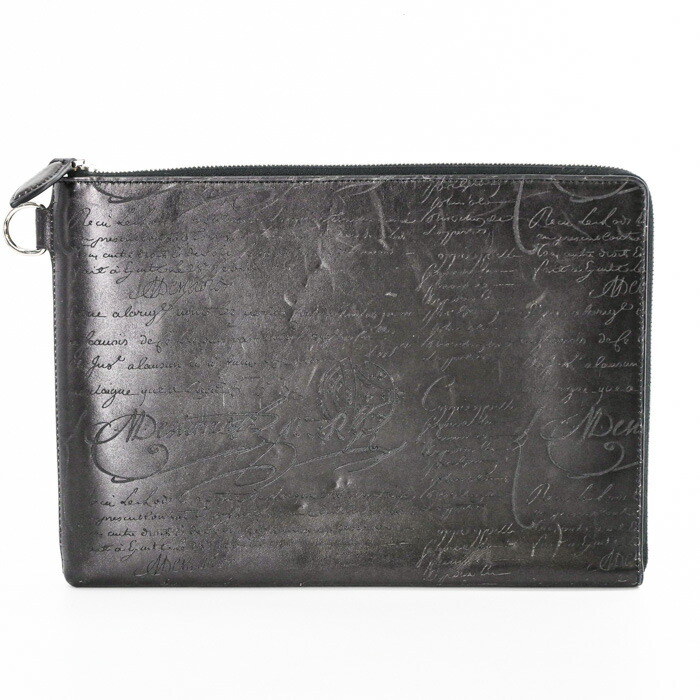 【お値引き】【美品】Berluti ベルルッティ カリグラフィ ニノ GM クラッチバッグ 鞄 ブラック 黒 スクリットレザー 46,920円