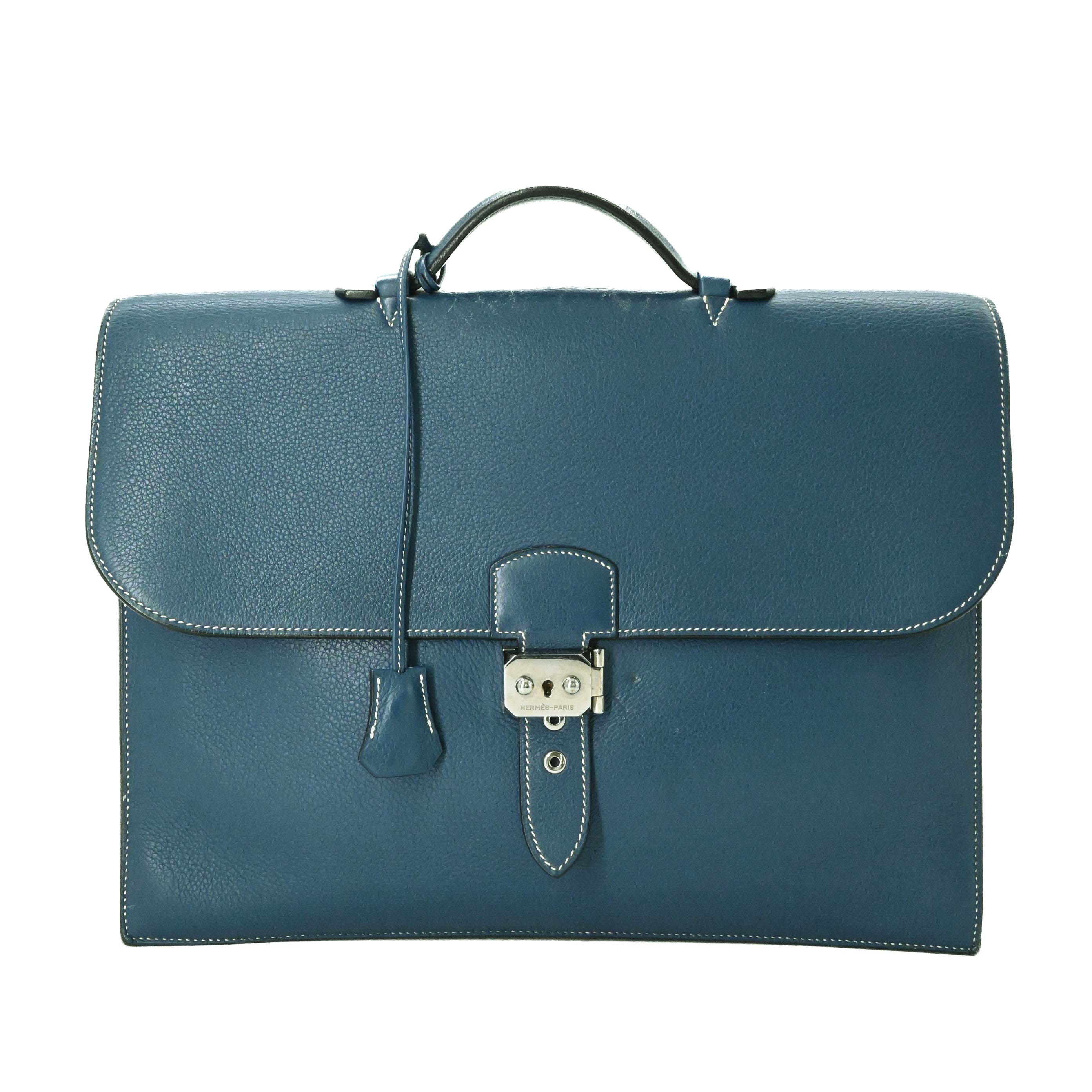 HERMES エルメス サックアデペッシュ 38 トリヨンクレマンス 書類 ビジネスバッグ ブリーフケース ブルータラサ 青 #□G
