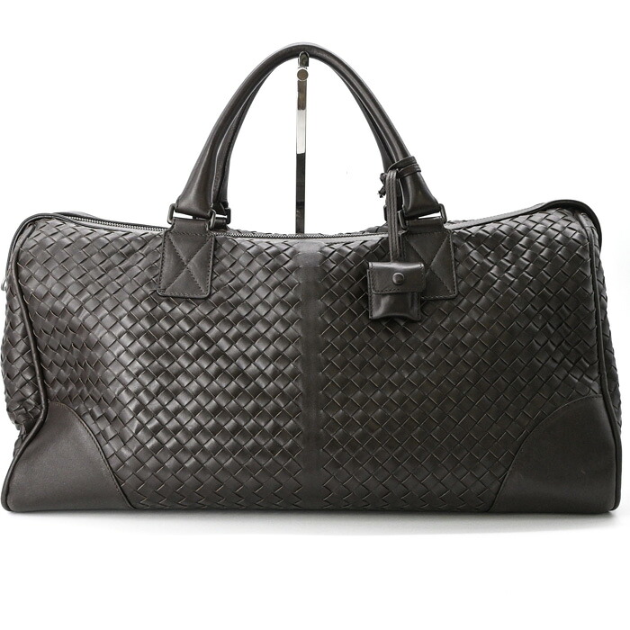 【美品】BOTTEGA VENETA ボッテガ ヴェネタ イントレチャート レザー 旅行 ボストンバッグ ダークブラウン 194291