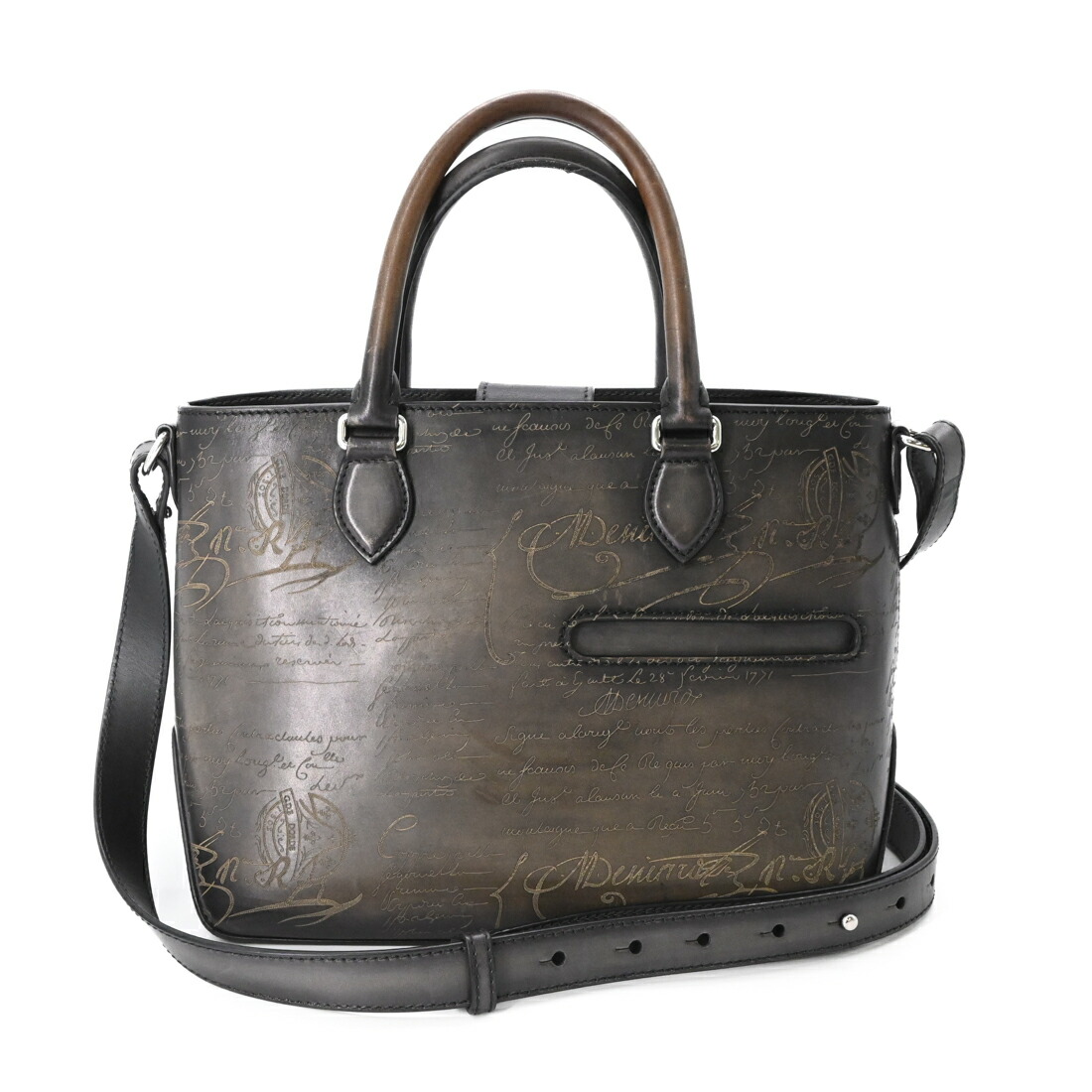 【美品】Berluti ベルルッティ トゥジュール XS スクリットレザー カリグラフィ 2way ハンドバッグ ショルダーバッグ ダークブラウン 茶 ユニセックス 142,000円
