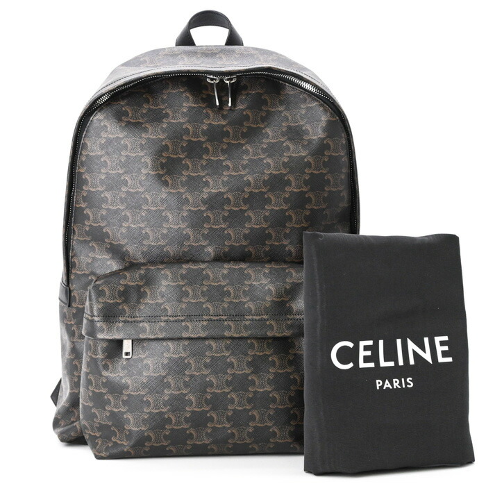 【未当て嵌める品】CELINE セリーヌ トリヨンフ 並み並み 御徒面子風呂敷き包み 背嚢 PVC 黒いこと 赤銅色 茶 188382 BOV