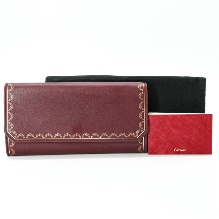 Cartier カルティエ 財布 ガーランドドゥカルティエ レザー ロングウォレット 長財布 赤 ボルドー ウォレット レディース L3001753