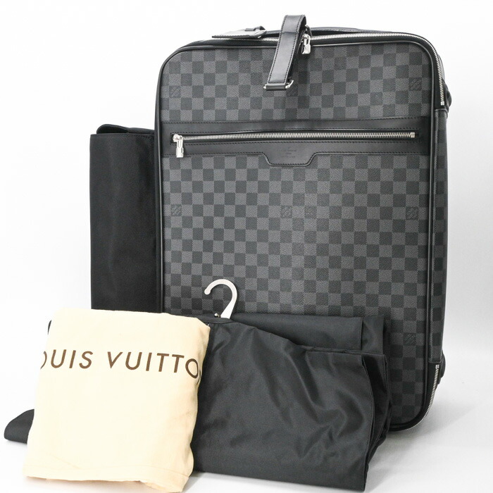 【お差し引き】LOUIS VUITTON ルイ ヴィトン ダミエ グラフィット ペ屁っ放り55 ガーメントケース 旅行バッグ 持ちはこび容れもの 旅する 旅行 黒いこと 黒 N23299