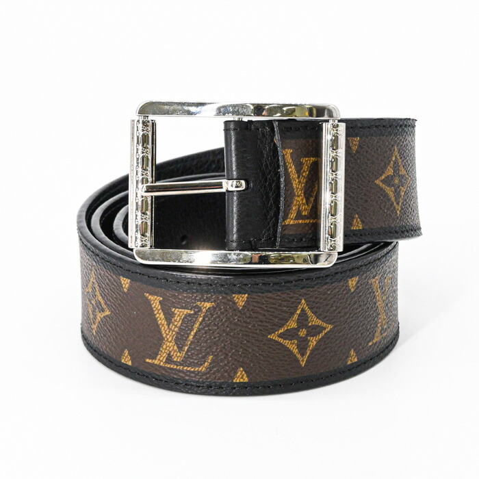 【美品】LOUIS VUITTON ヴィトン モノグラムマカサー サンチュール リヴェルソ リバーシブル ベルト ビジネス メンズ ブラウン ブラック レザー #90 M9007