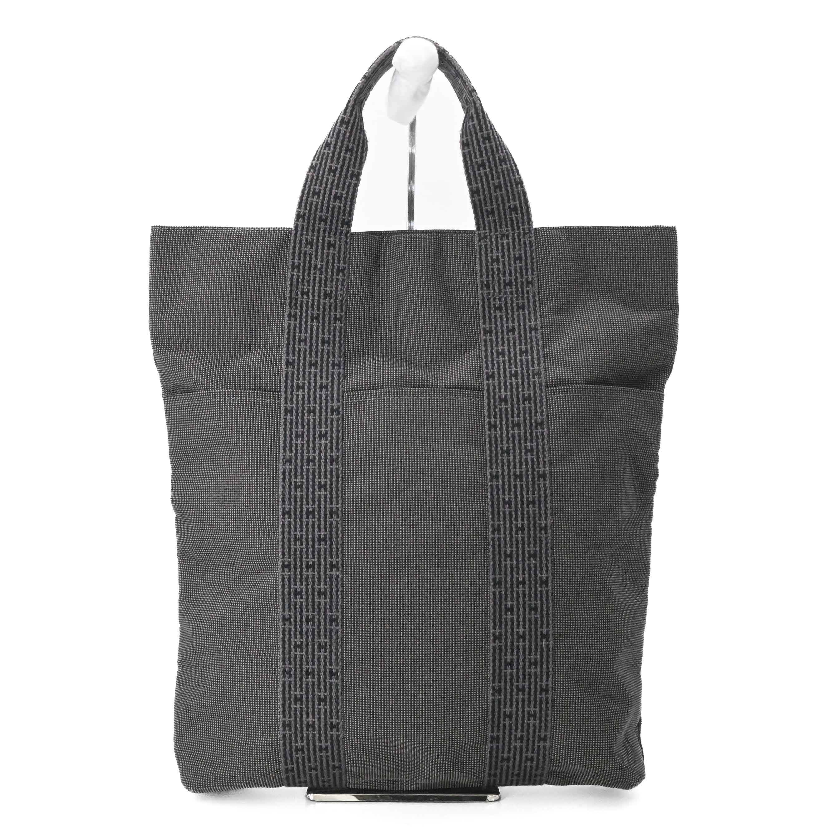 【美品】HERMES エルメス エールライン カバス トートバッグ ハンドバッグ キャンバス グレー